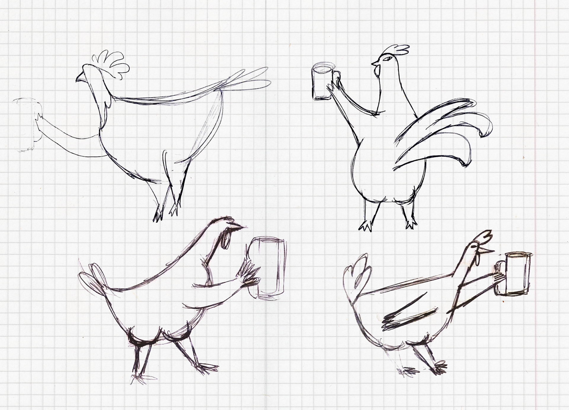 Logotype process - Chicken sketches