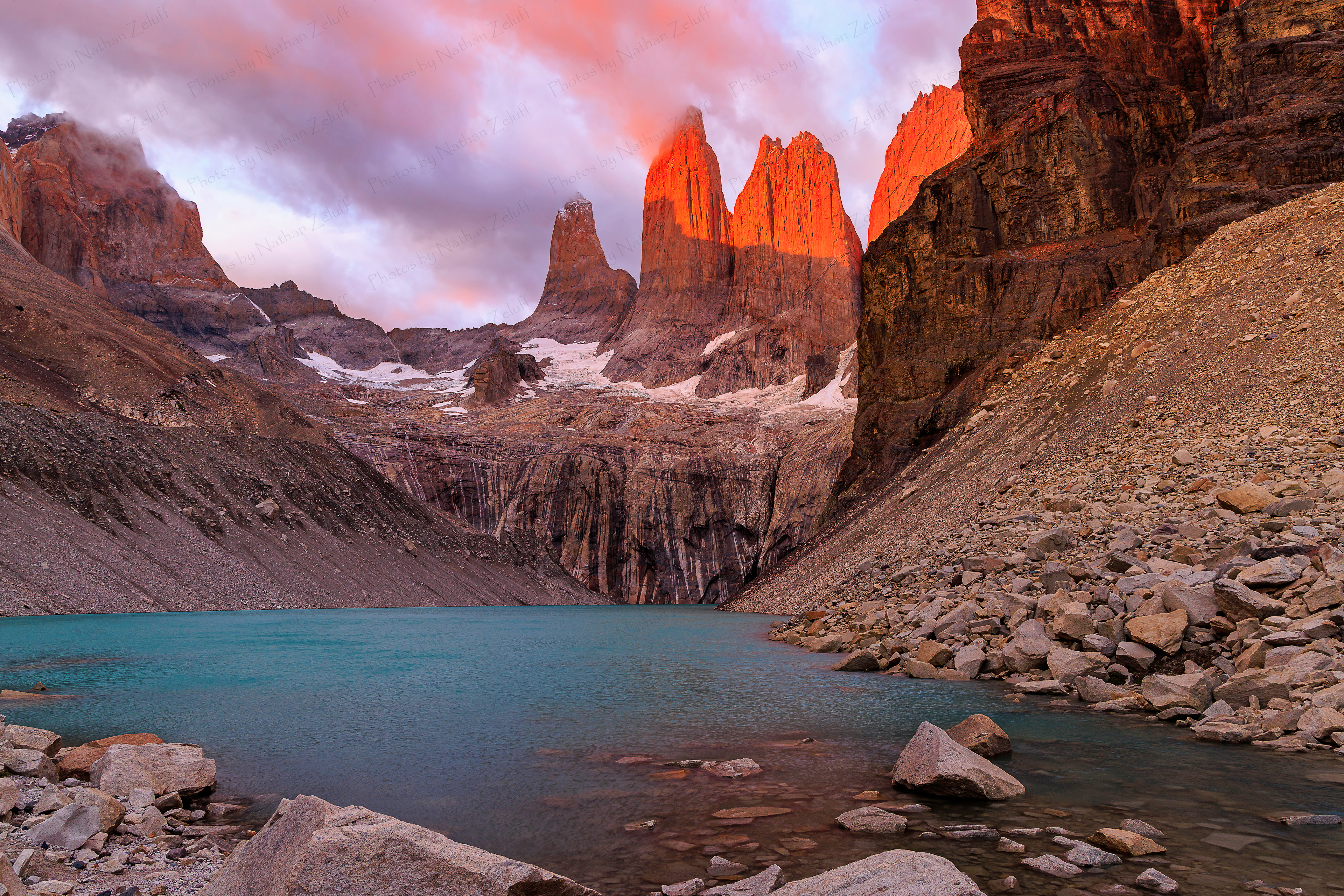 Sunrise at Mirador Las Torres (Torres del Paine National Park, Chile)