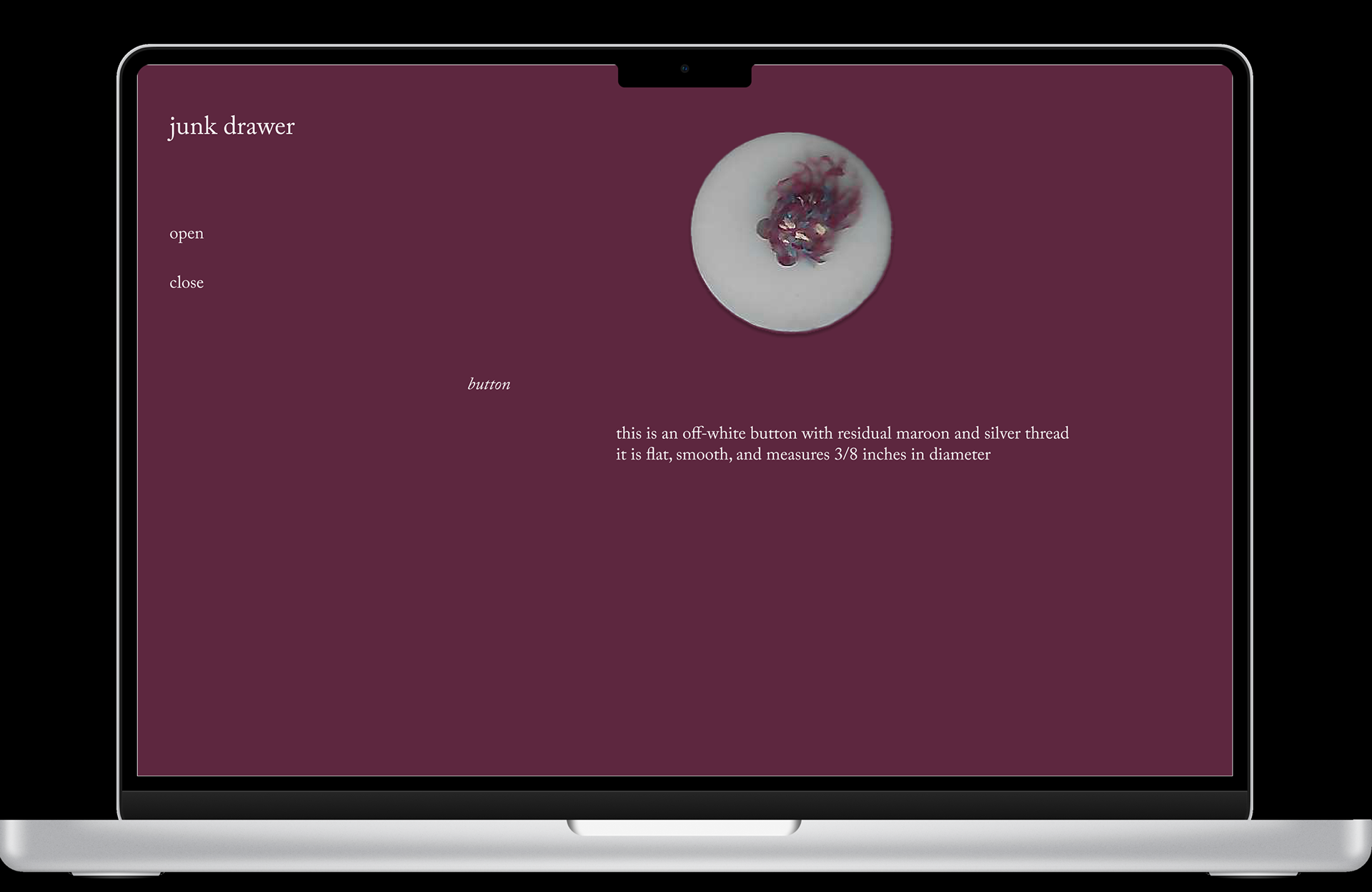 Object descriptions appear when clicked on the homepage