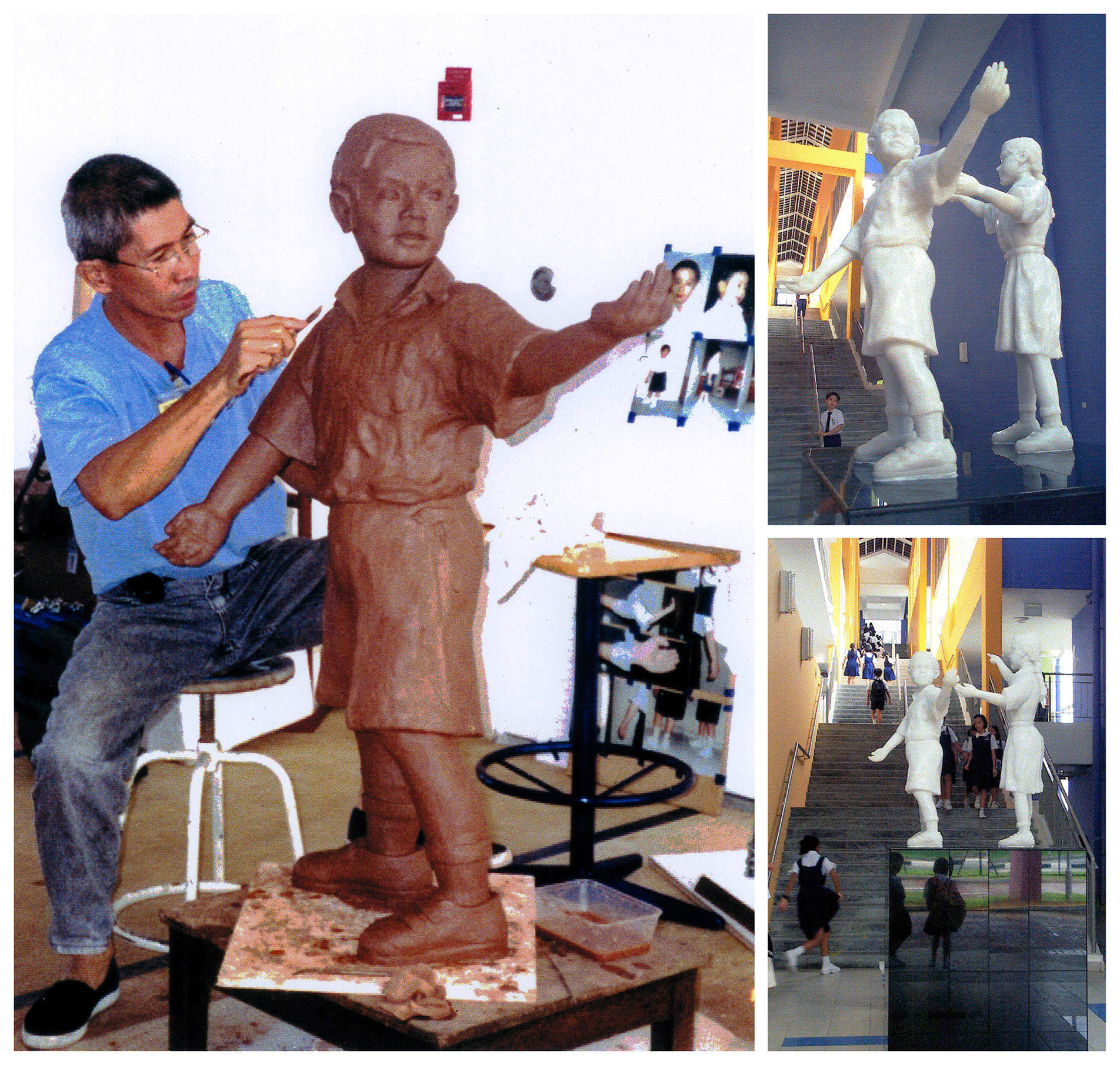 Roysth School Student Sculptures . Poly-Marble . 2001