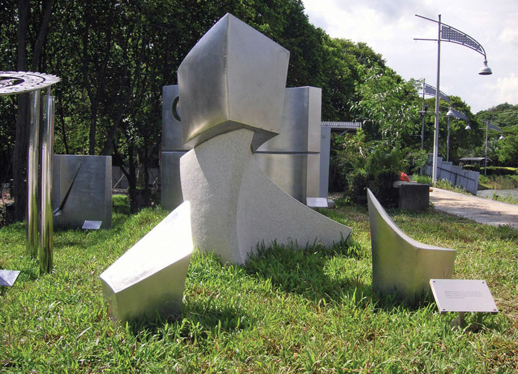 Leadership & Learning (small version) . Stainless Steel and Granite Stone . 2007