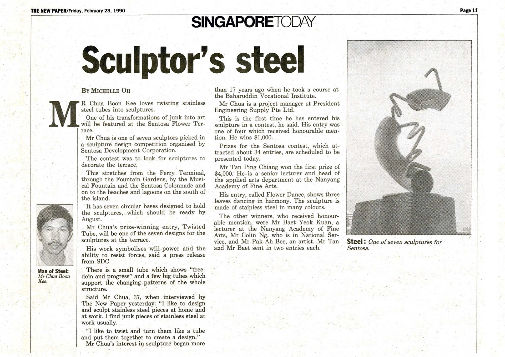 1990 . Twisted Tube (Winner of Sentosa Flower Terrace Sculpture Competition)