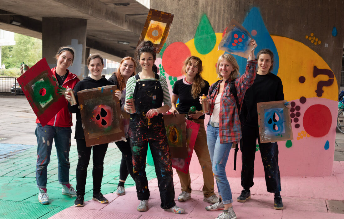 Helping Risotto Studio x Bloomsburg Philanthropy install a large mural around Anderston Station in Glasgow ahead of COP26