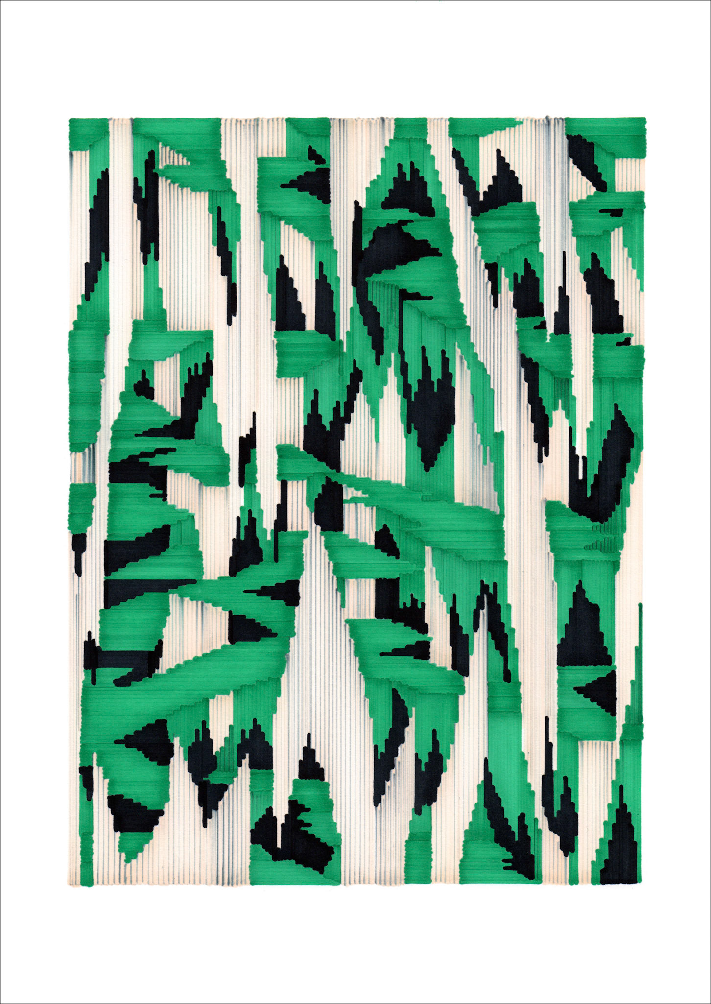 nonlinear P.15, 2021, marker on paper, 29.7 x 42.0cm