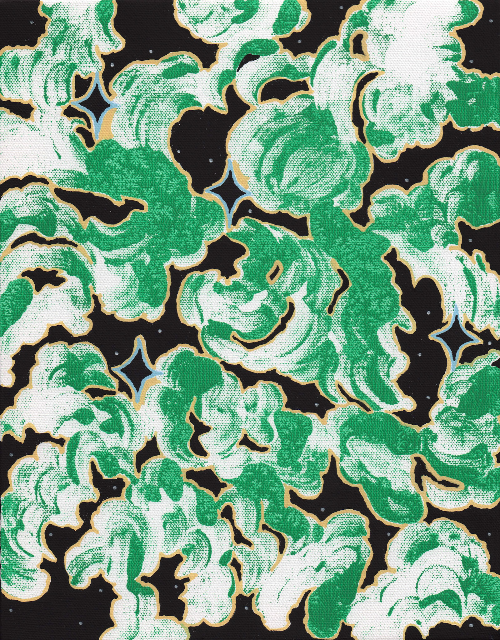 Flowing shape C.4, 2021, ink, acrylic and gouache on canvas, 35 x 27cm