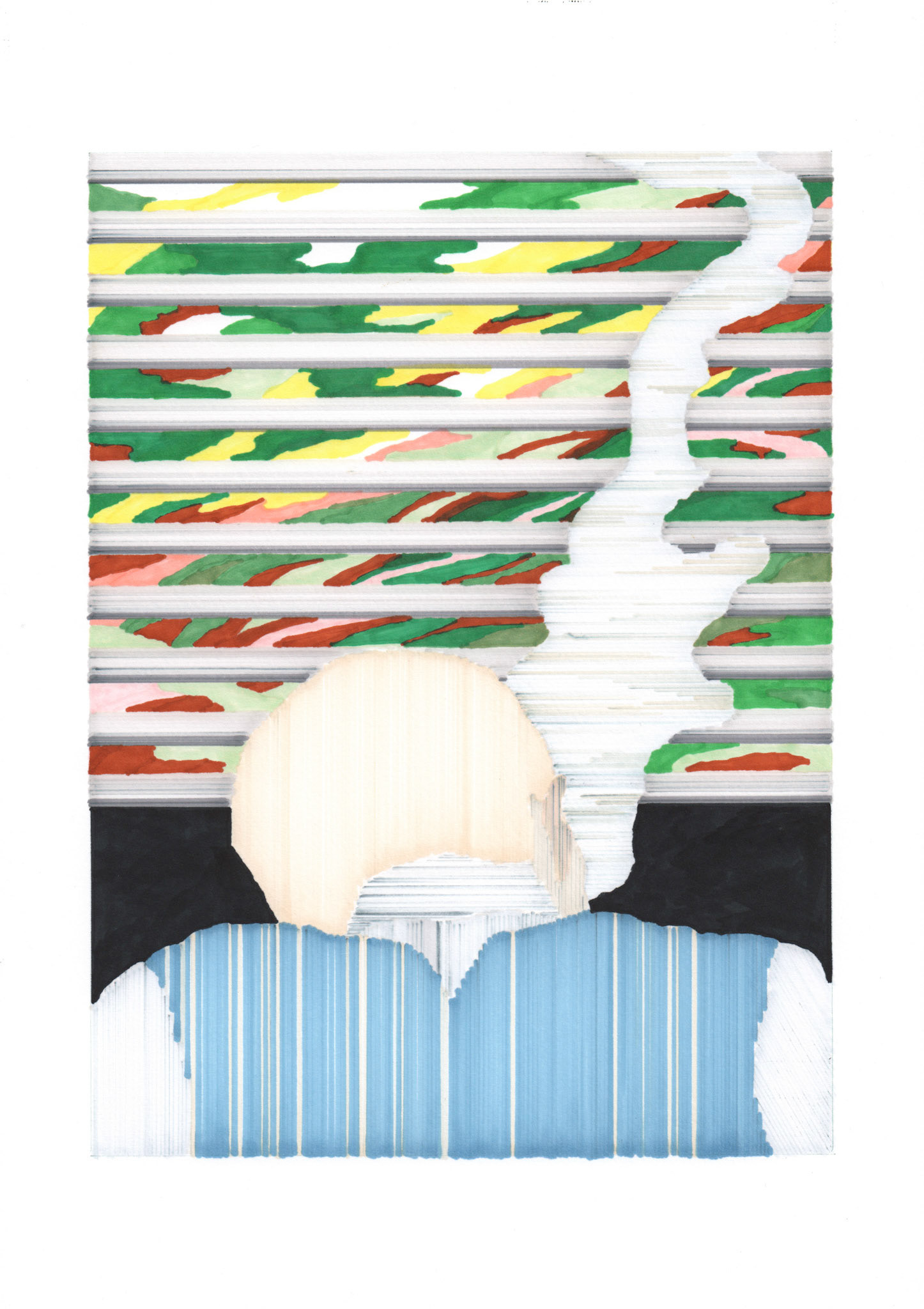 smoke 3, 2021, marker on paper, 29.7 x 42.0cm