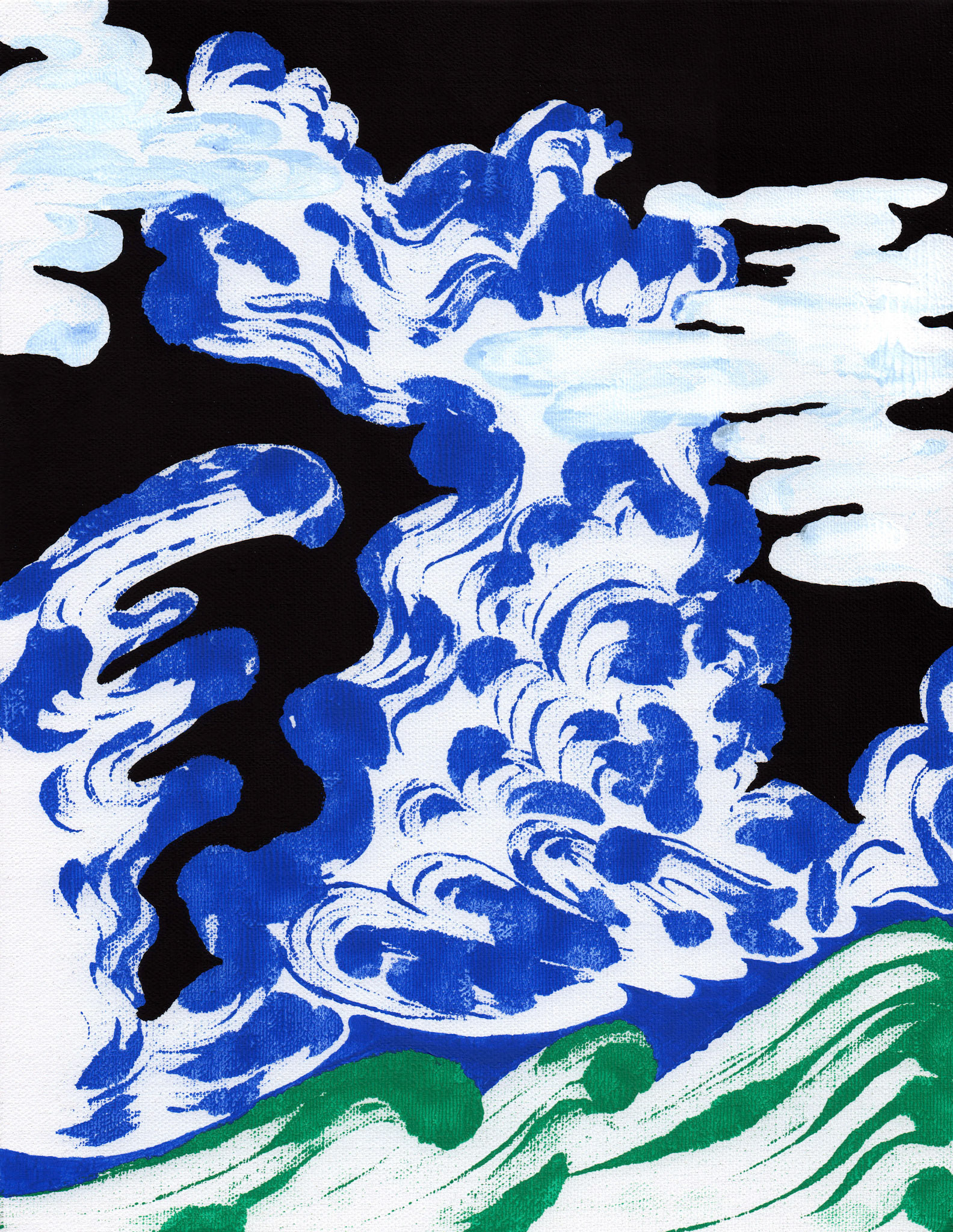 Flowing shape C.5, 2021, ink and gouache on canvas, 35 x 27cm