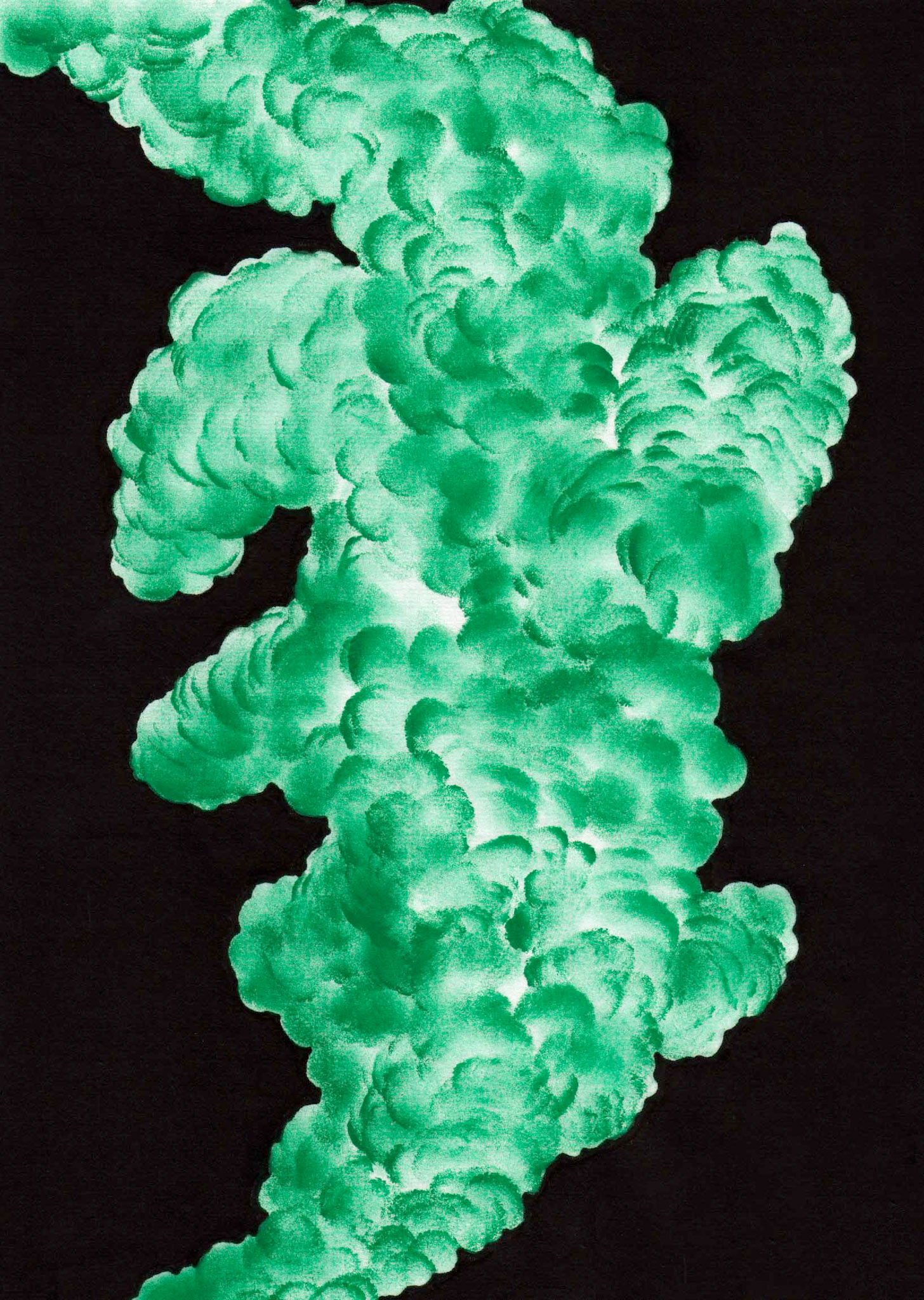 green pool W26, 2020, ink and marker on hanji, 21.0 x 29.7cm
