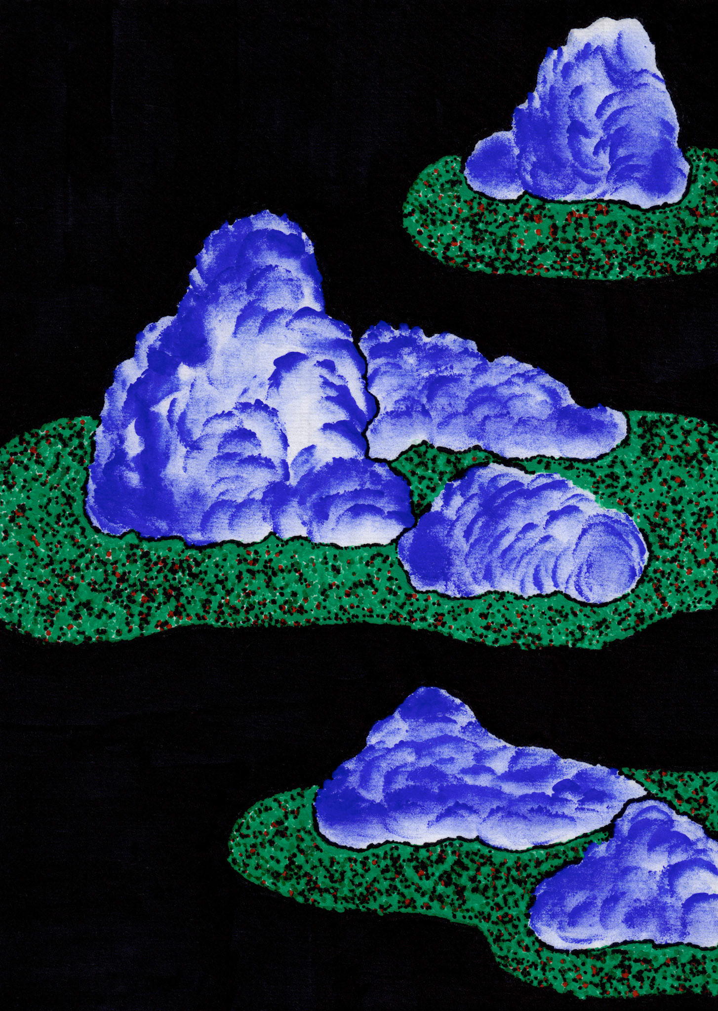 green pool W9, 2020, ink and marker on hanji, 21.0 x 29.7cm