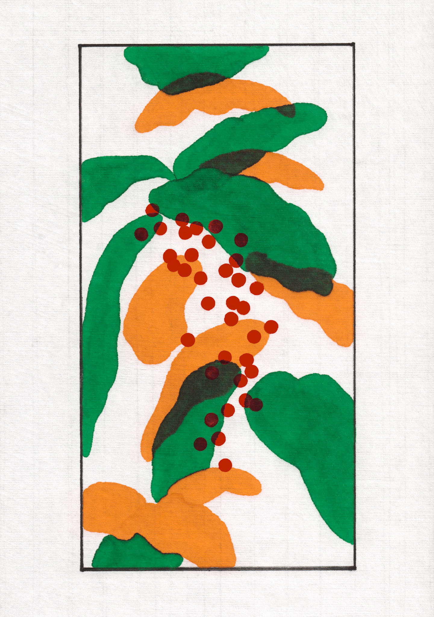 green pool W19, 2020, ink and marker on hanji, 21.0 x 29.7cm