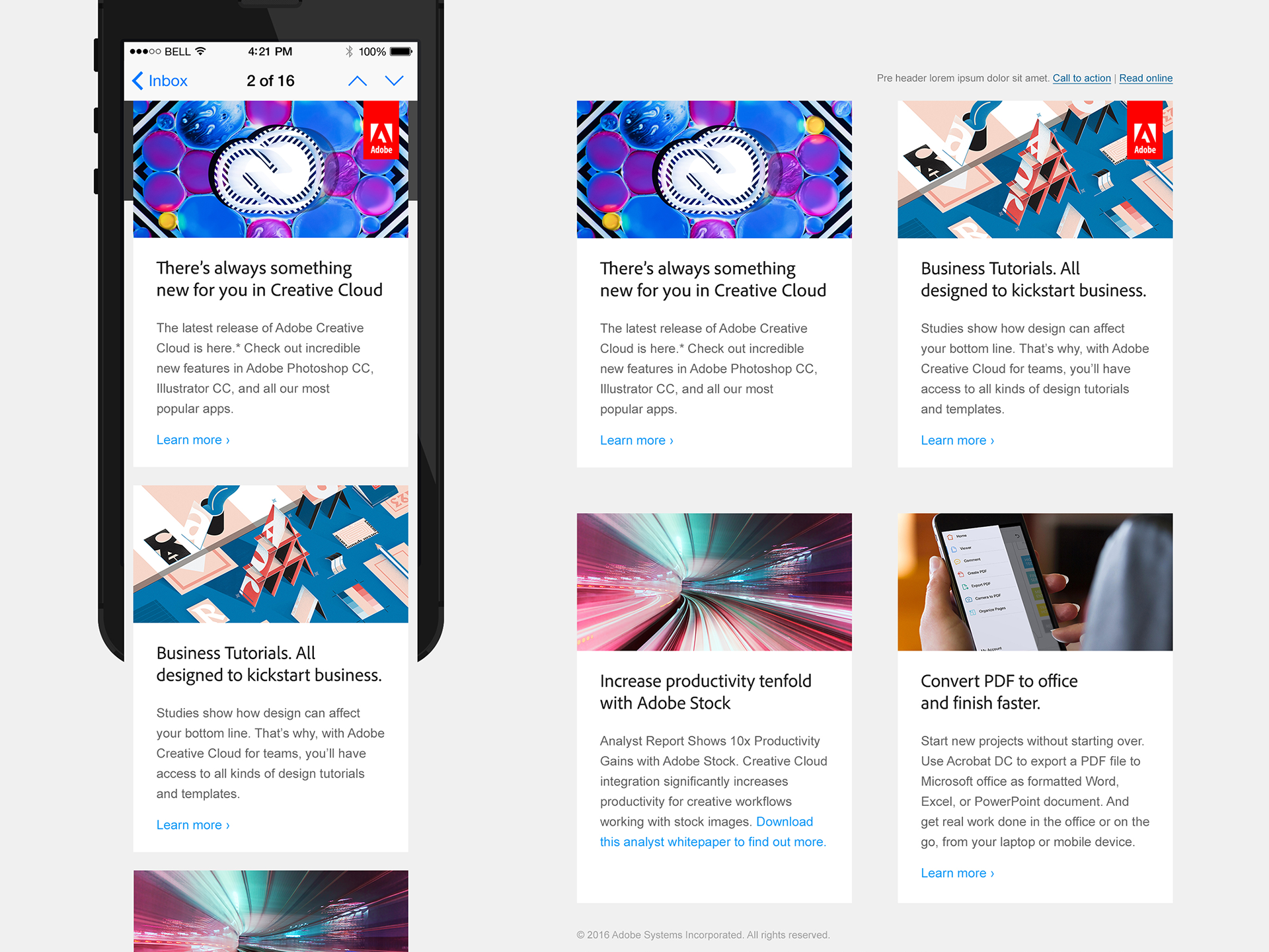 Adobe : Creative Cloud product emails