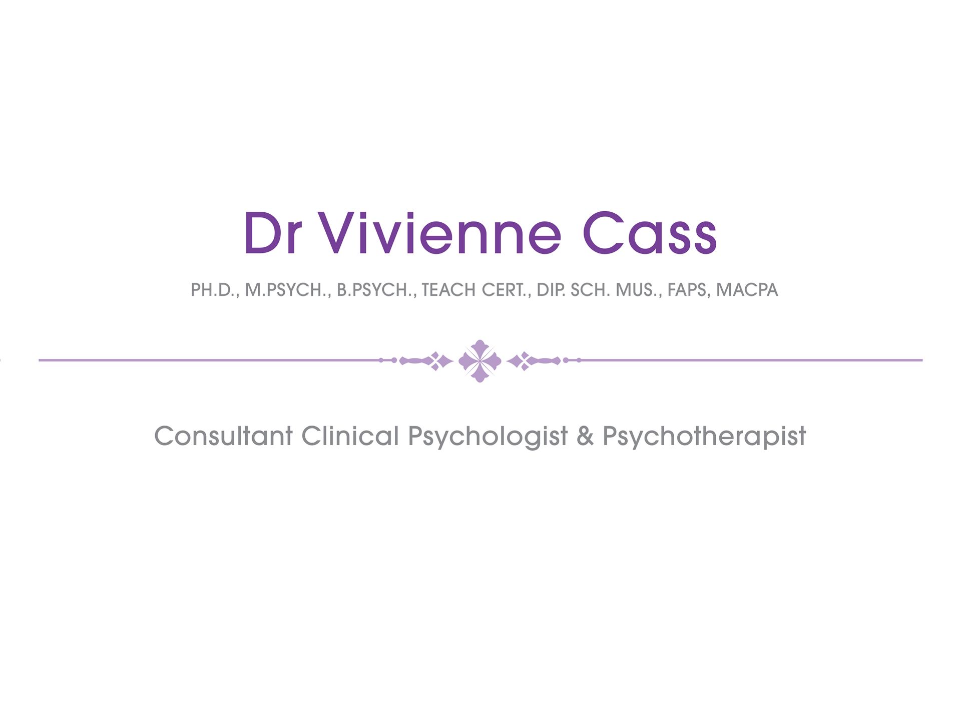 Dr Vivienne Cass : Visual identity