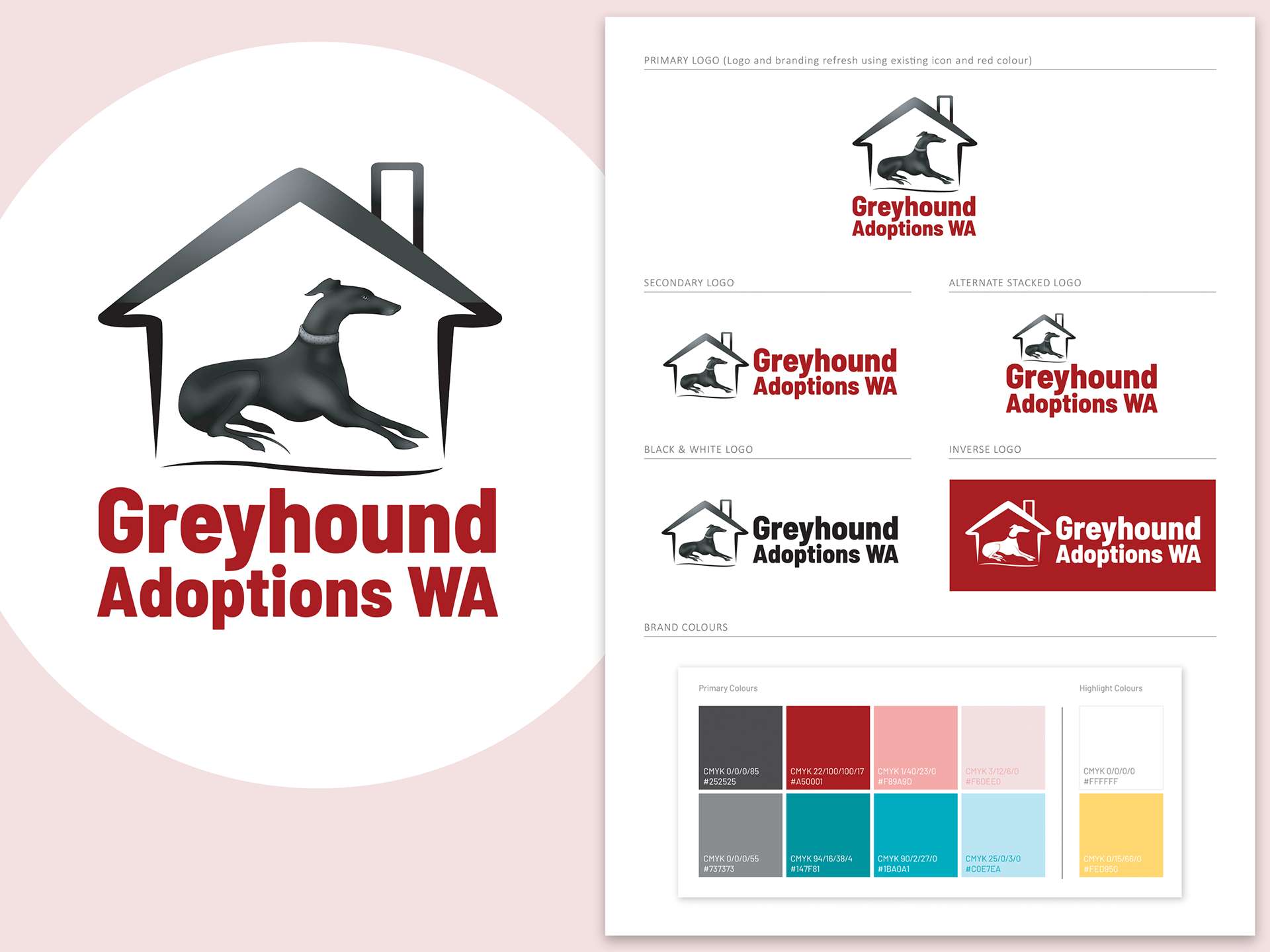 Greyhound Adoptions WA : Logo refresh & colour palette