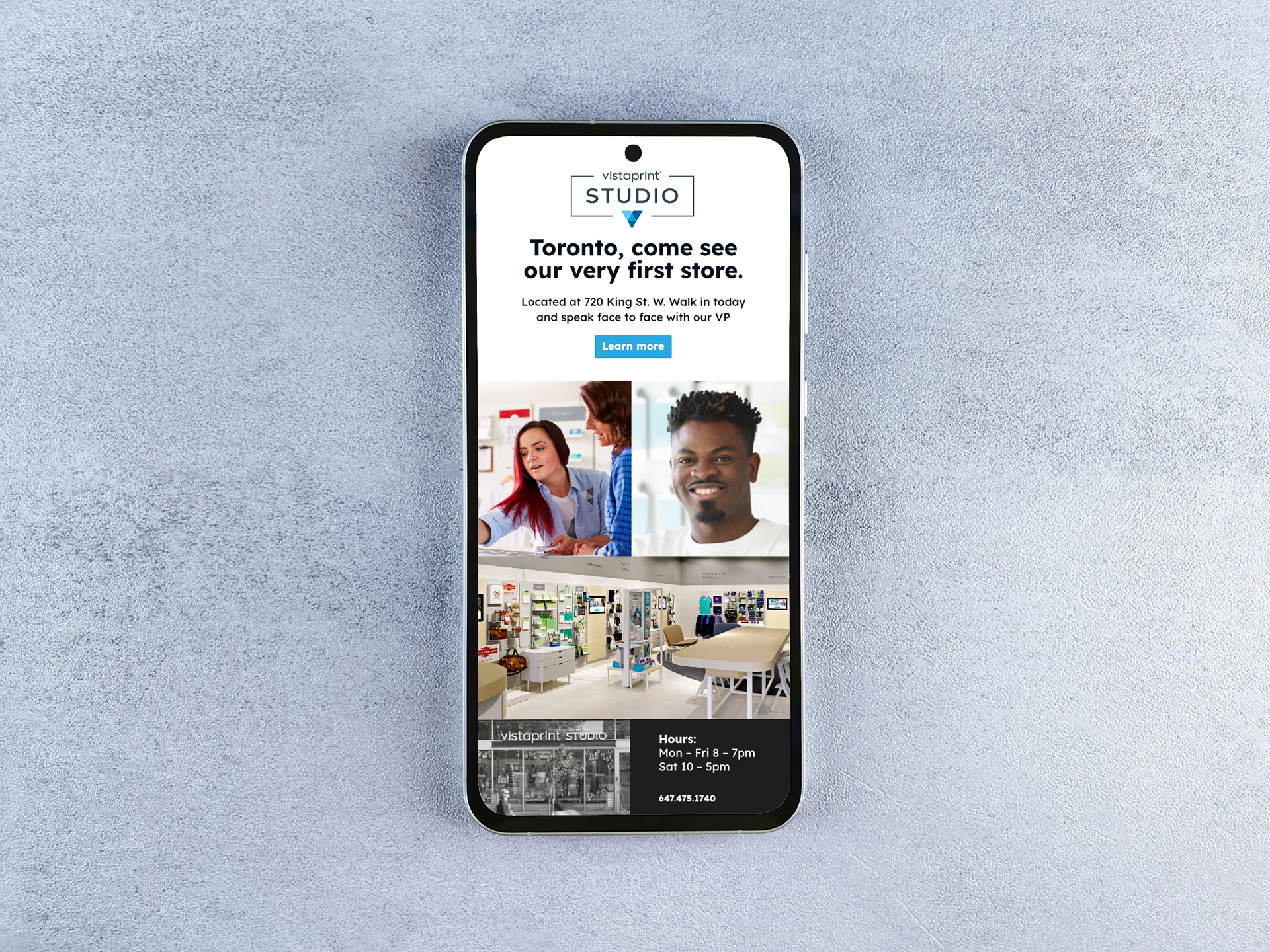 Store launch email campaign.