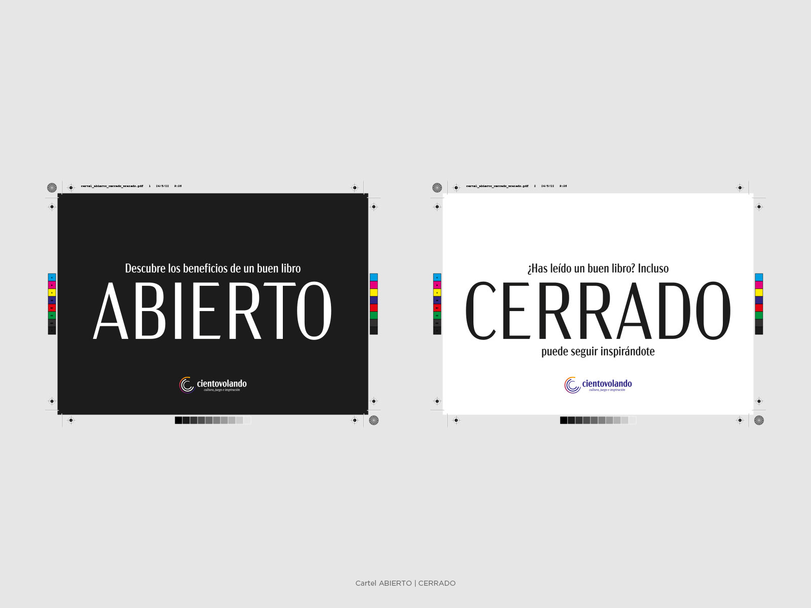 Cientovolando, cartel abierto - cerrado