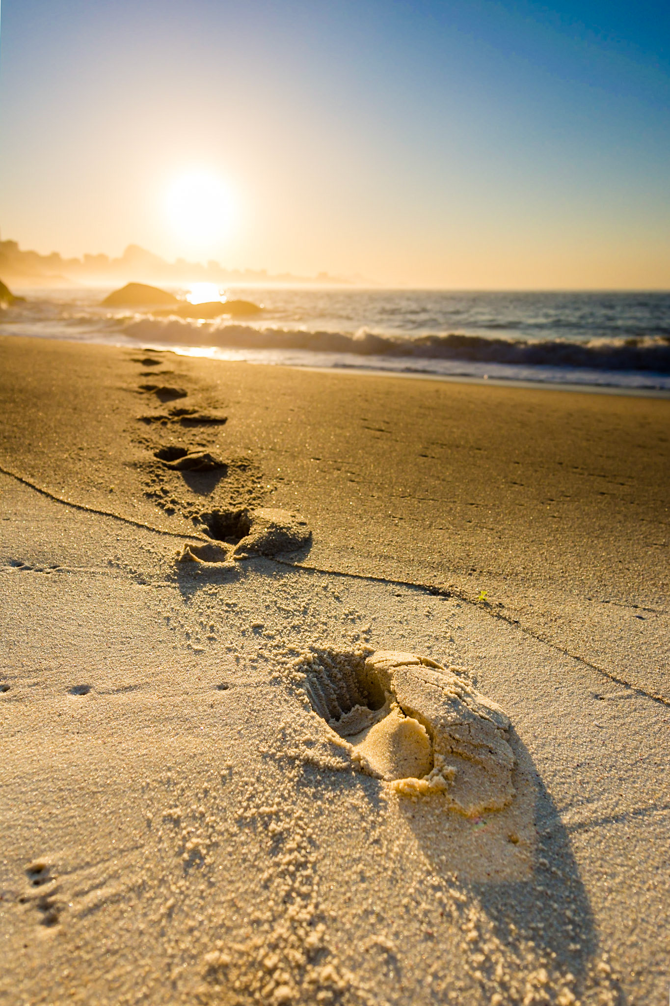 Footprints in the sand in Rio De Janeiro