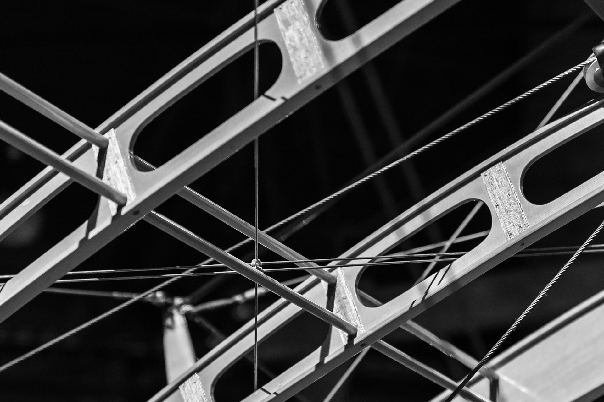 Detail of the internal construction of a First-World-War aircraft's wing