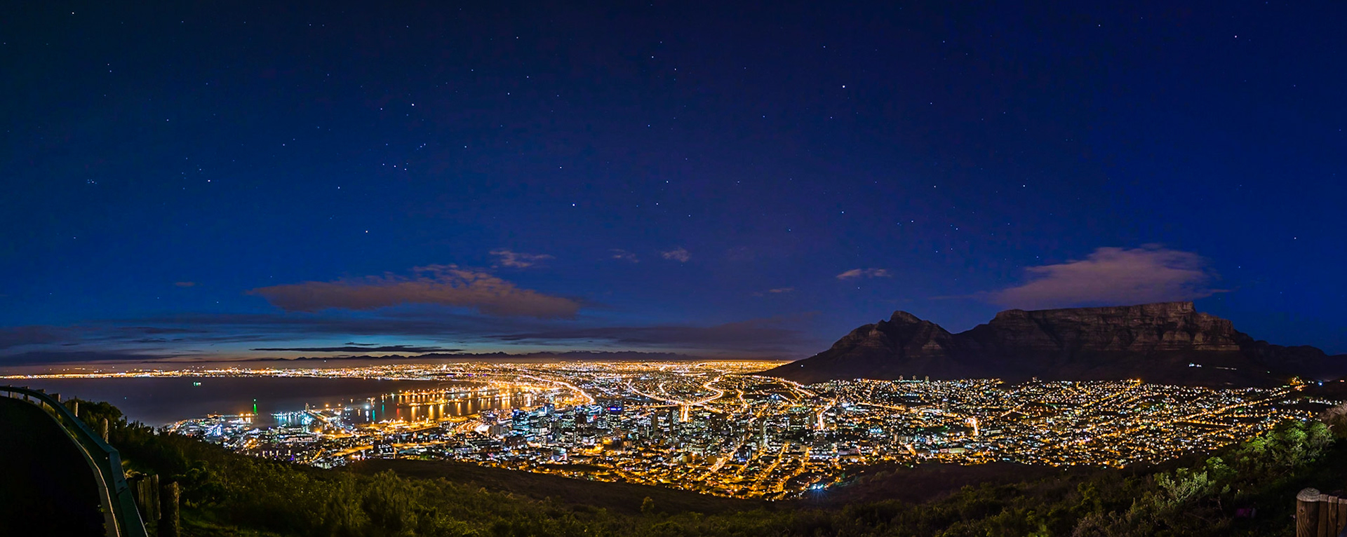 More than an hour before sunrise, the stars are clearly visible over a chilly Cape Town .