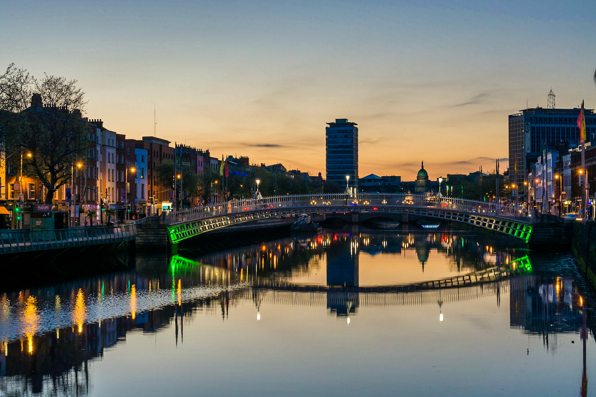 The Ha'penny Bridge in Dublin was constructed in 1816 out of wrought iron.