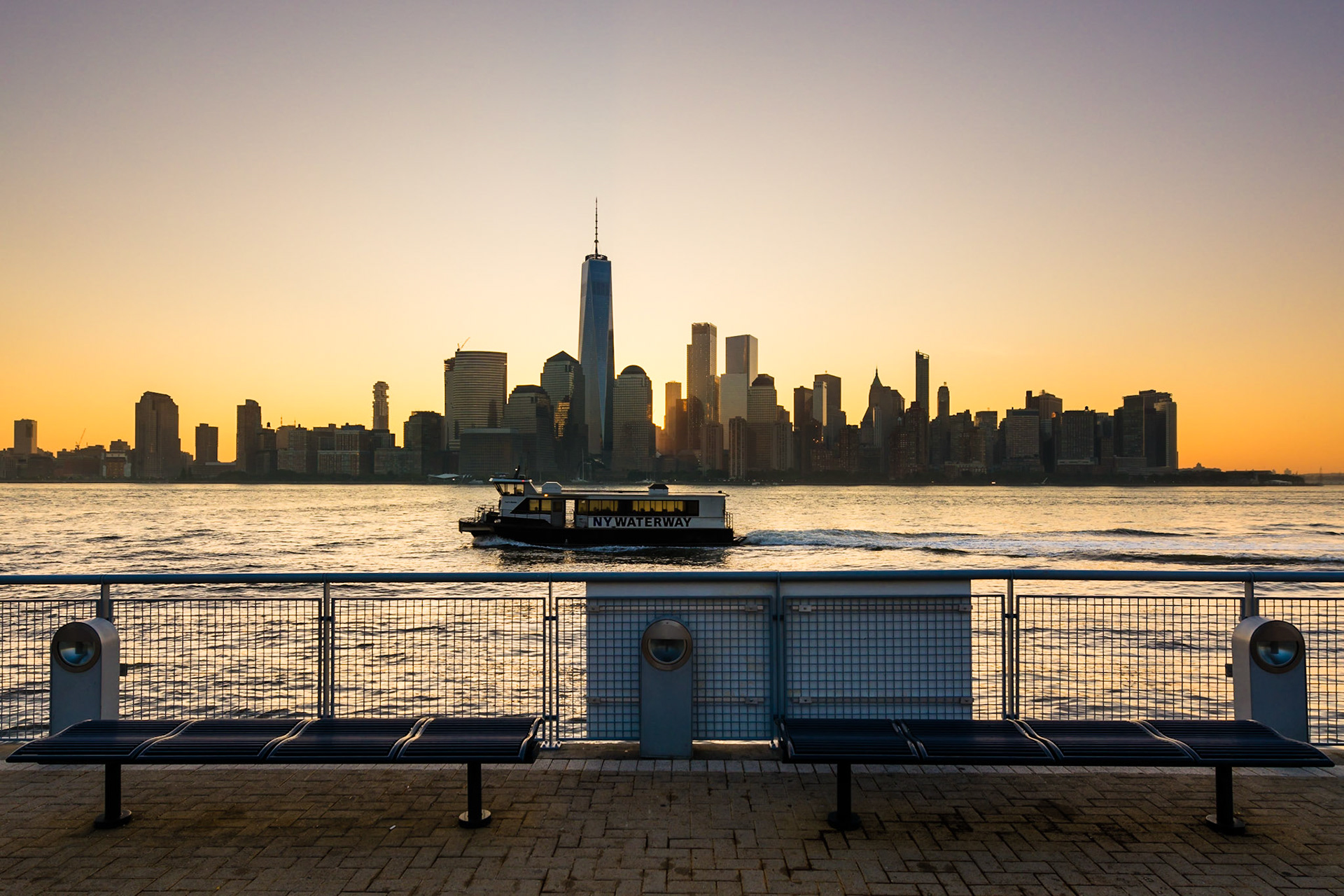NEW YORK, USA - September 25, 2017: The New York Waterway is a private transportation company running ferry services in the Port of New York and New Jersey.