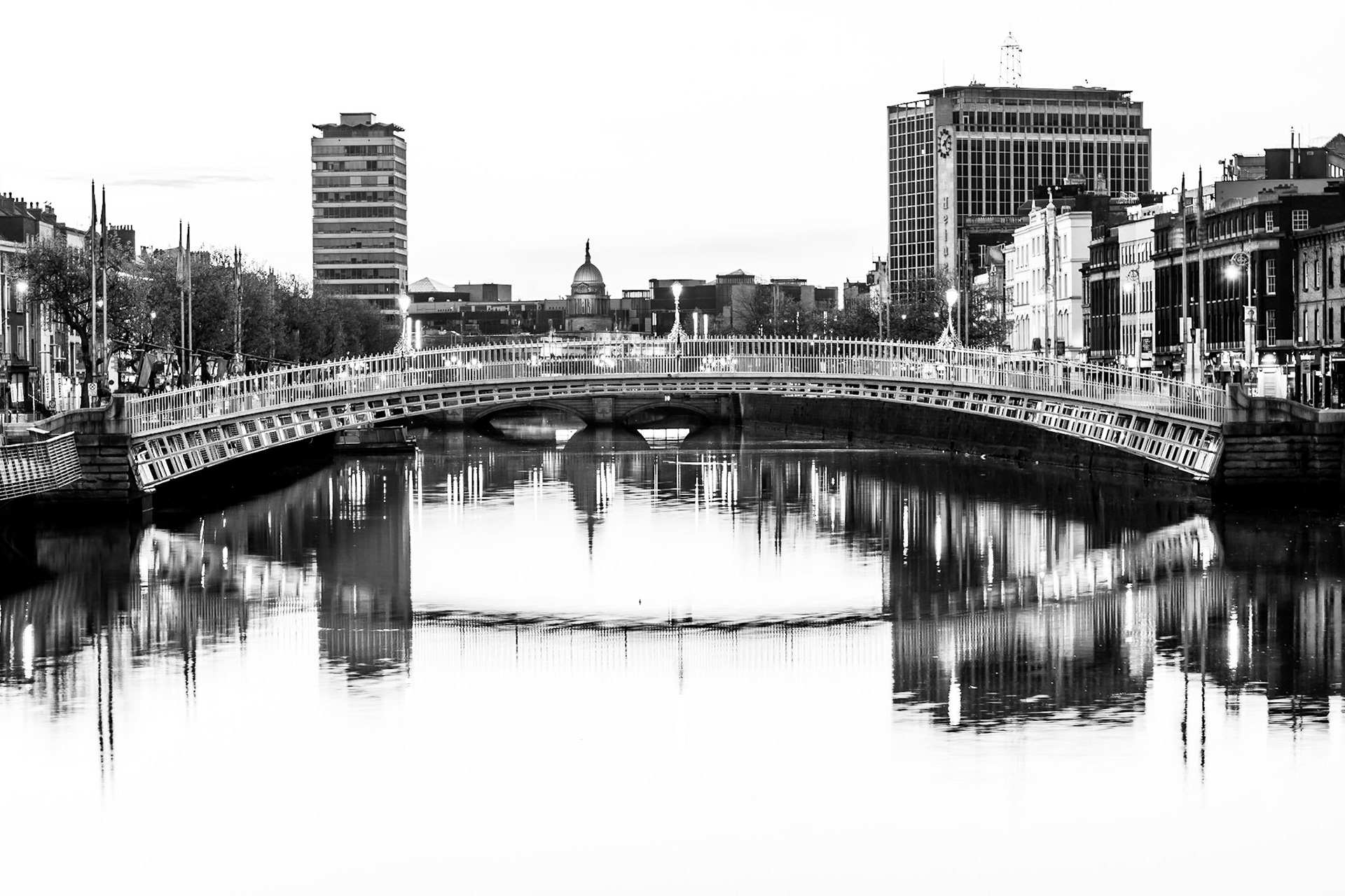 The Ha'penny Bridge in Dublin was constructed in 1816 out of wrought iron.