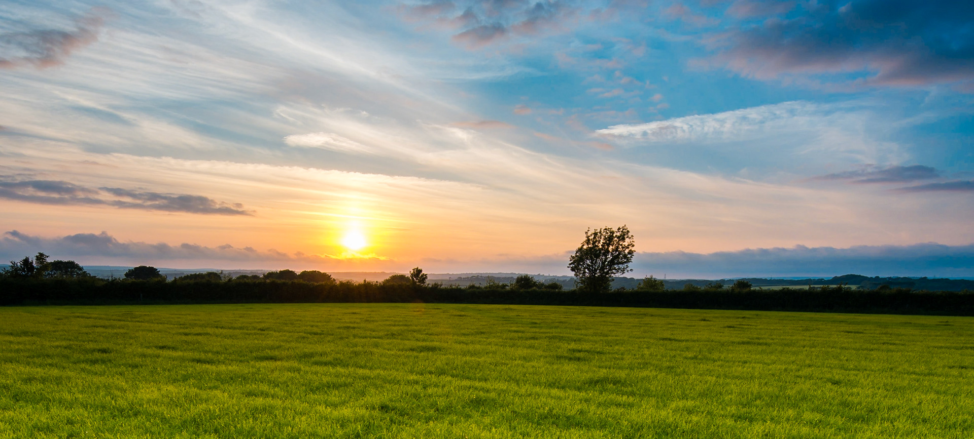 A beautiful sunset in the English countryside.