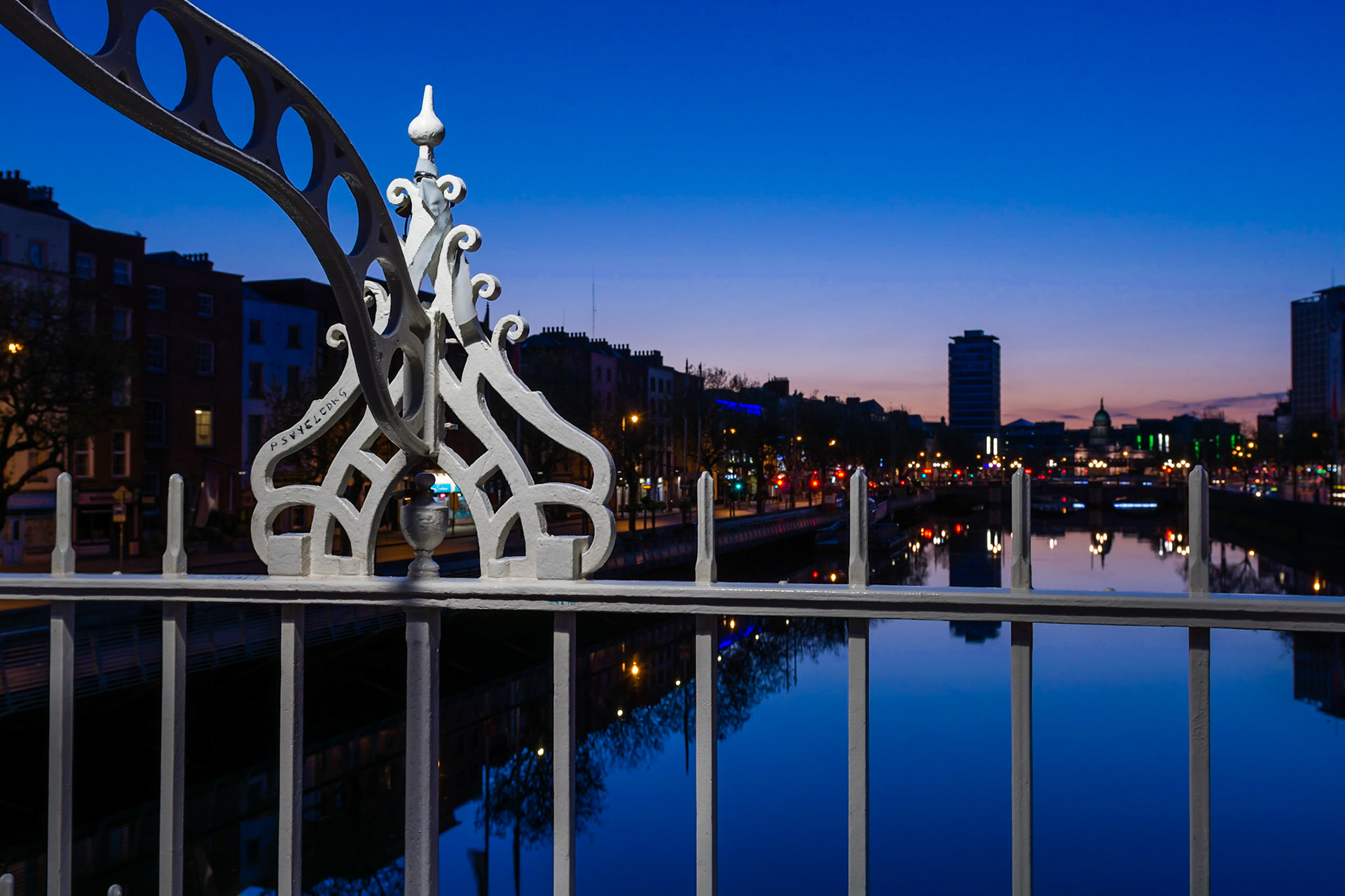 The Ha'penny Bridge in Dublin was constructed in 1816 out of wrought iron.