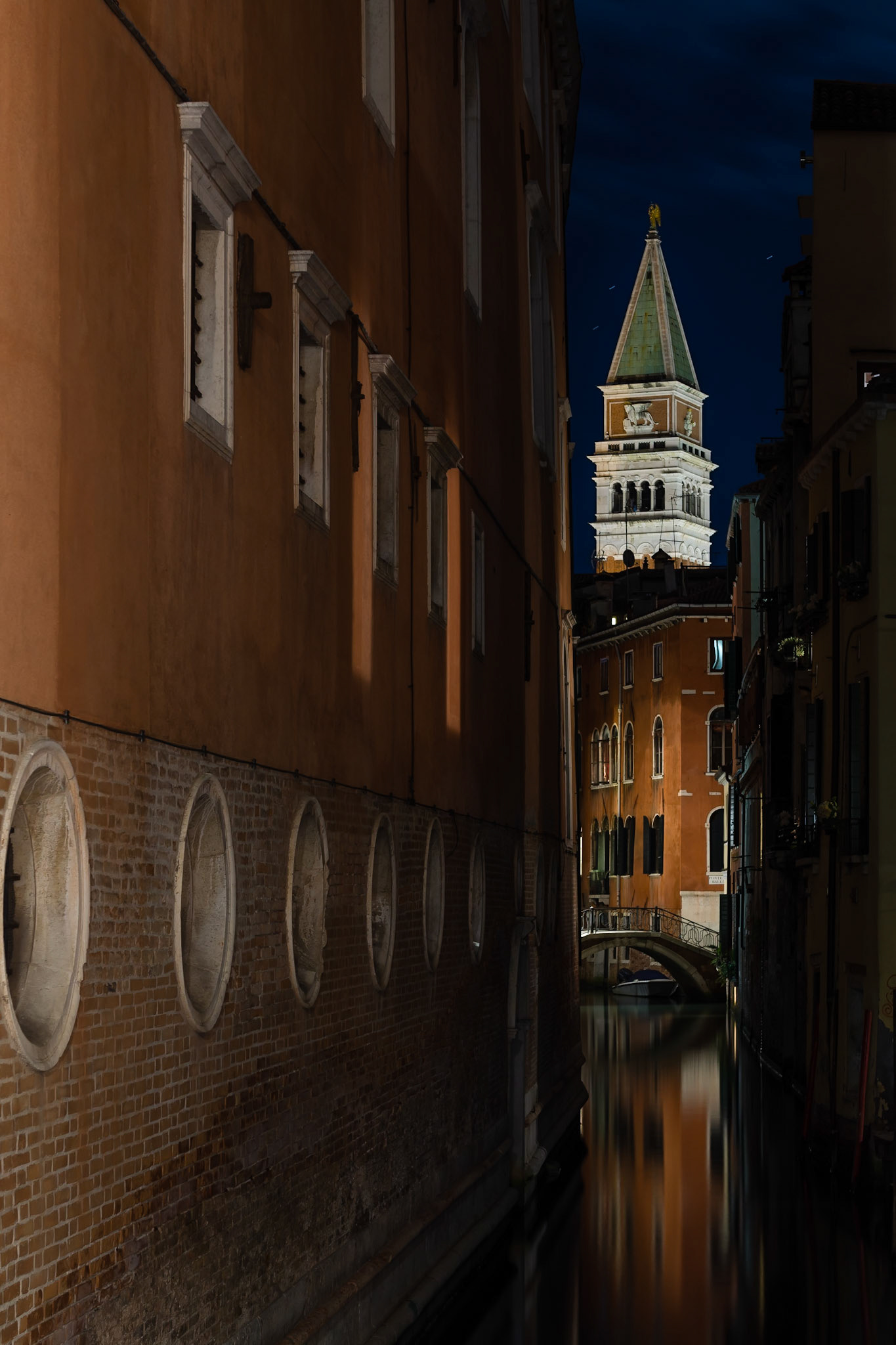 This is one of the very few locations within Venice from where the Campanile di San Marco can be spied along a canal.