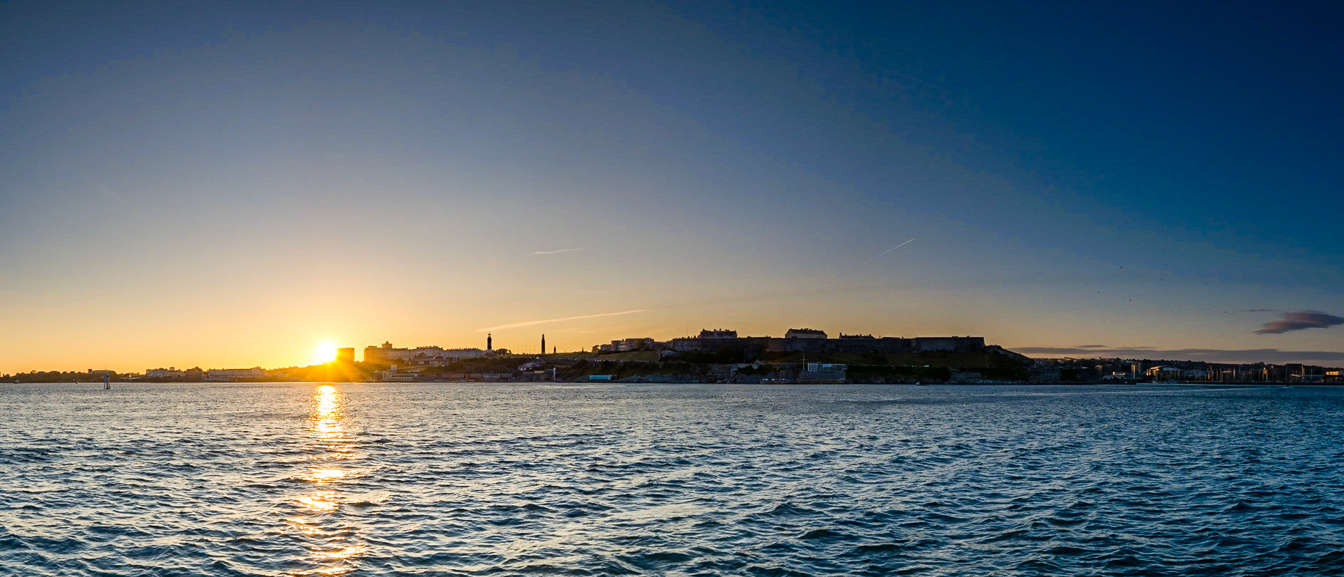 A view of Plymouth from the pier at Mountbatten. Even though it was summer at this time, the temperature plummeted after sunset!