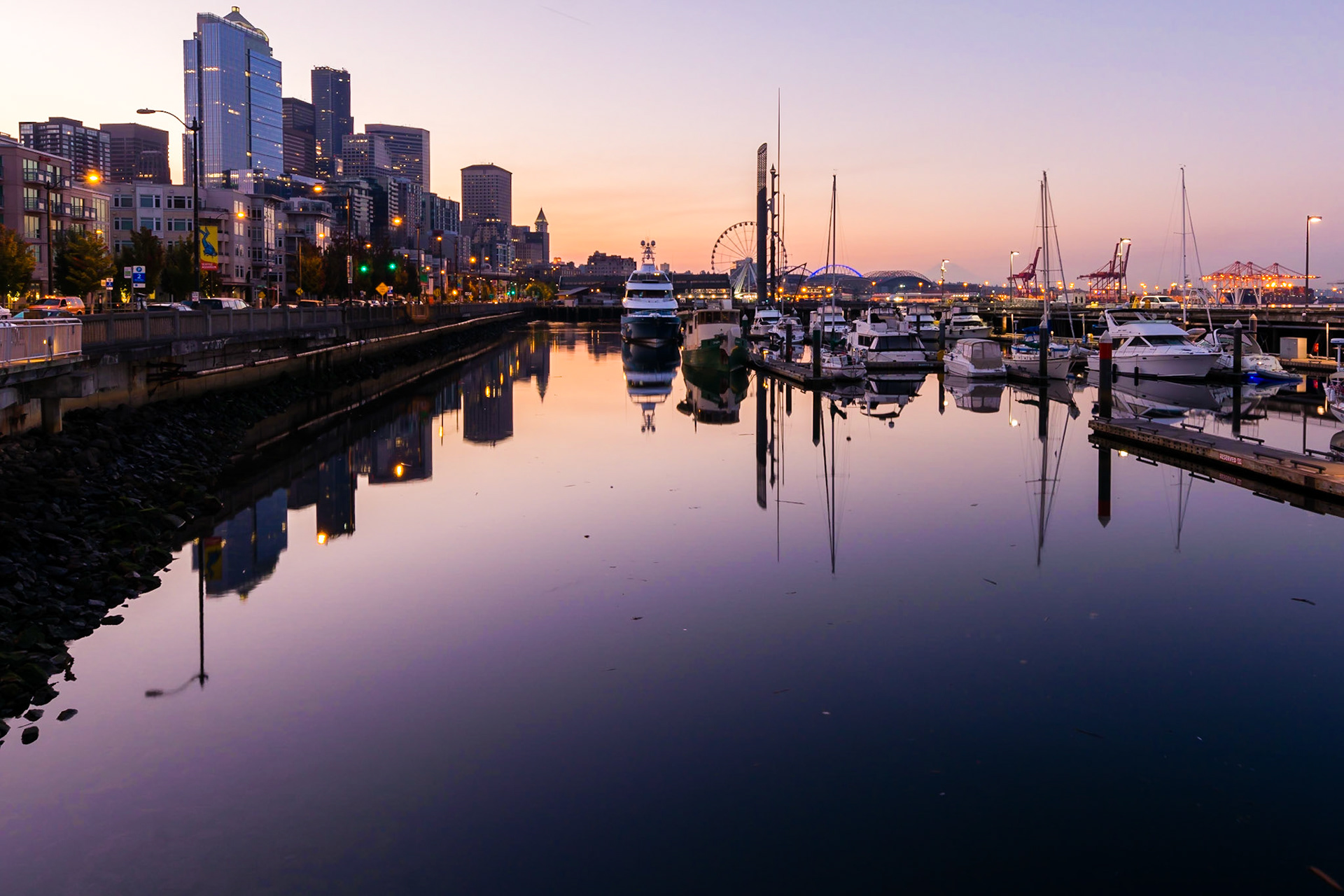 The water was beautifully calm early in the morning.