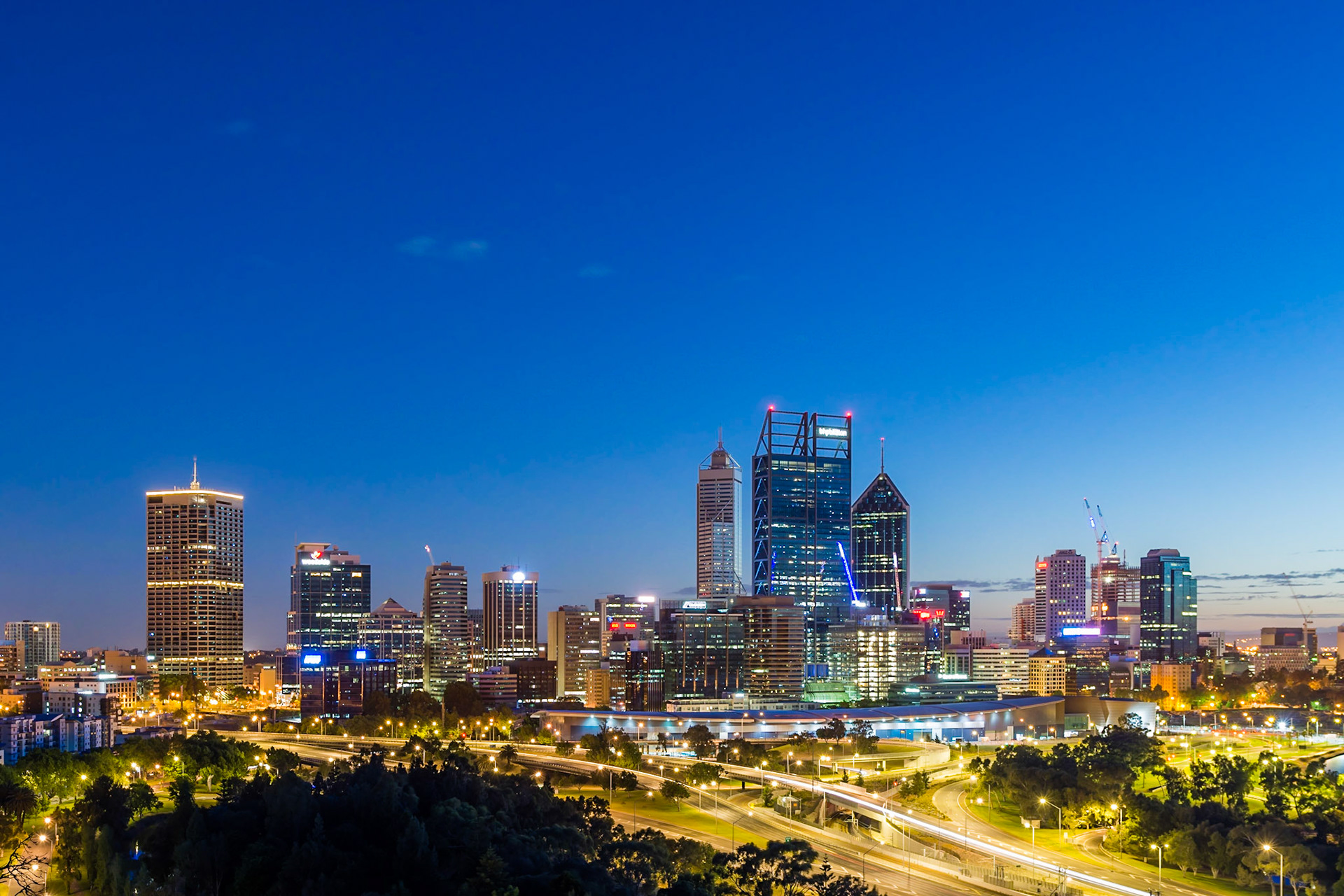 Sunrise in Perth. Focussing on the CBD and taken from Kings Park in the early morning.