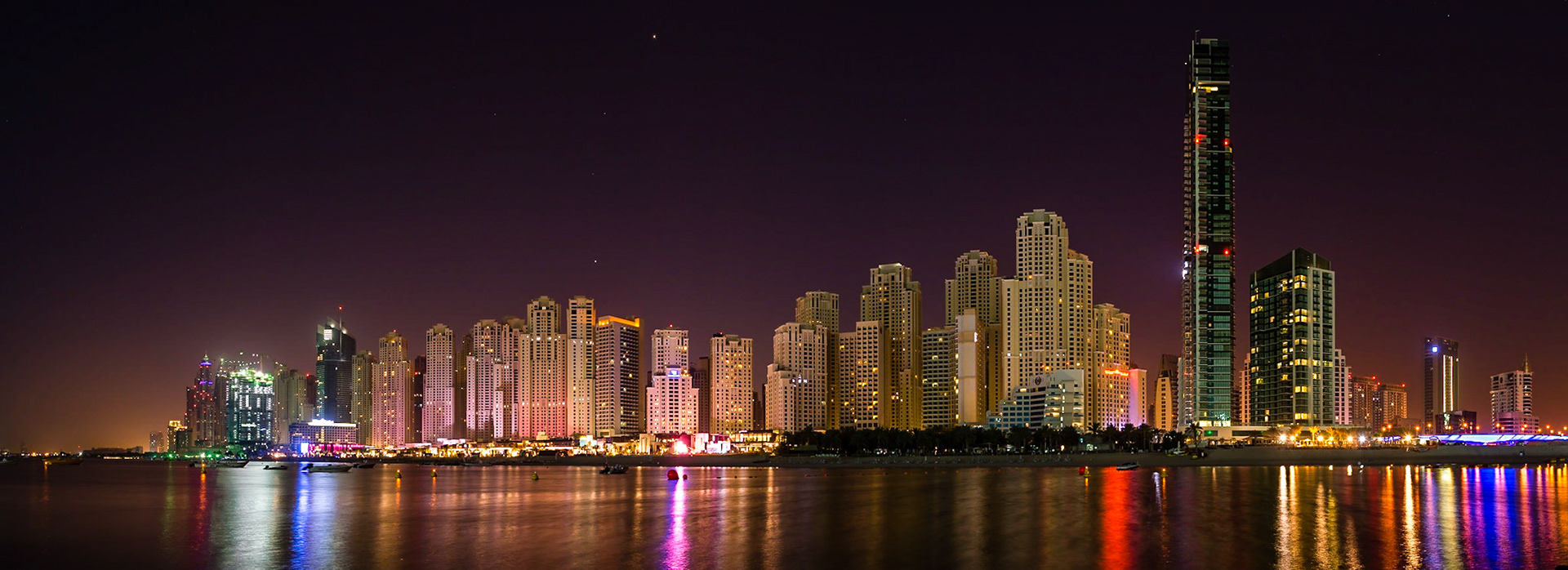Taken about an hour before sunrise, Dubai Marina is silent.