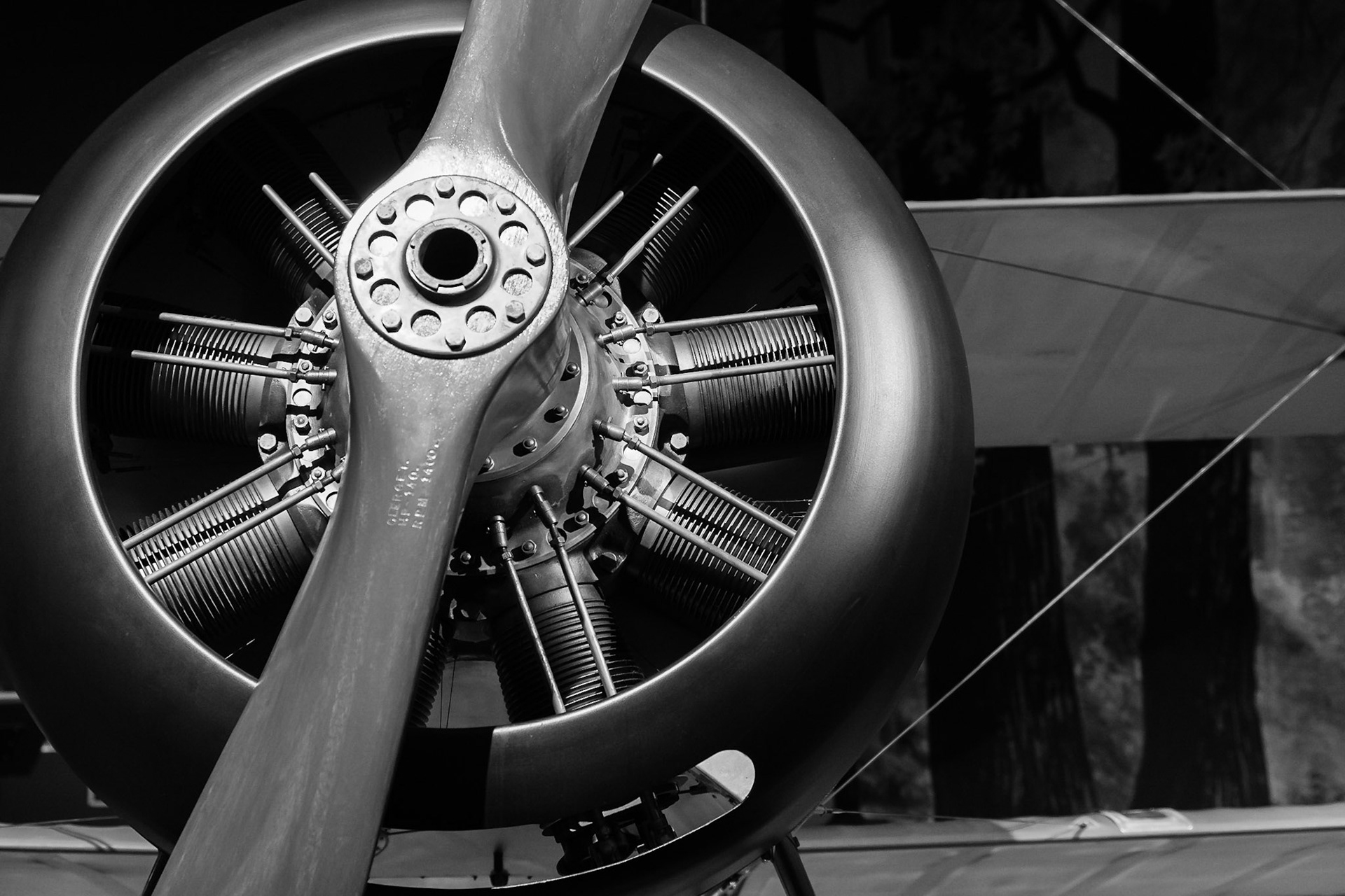 A close-up view of the Sopwith Triplane reporduction in the Museum of Flight.