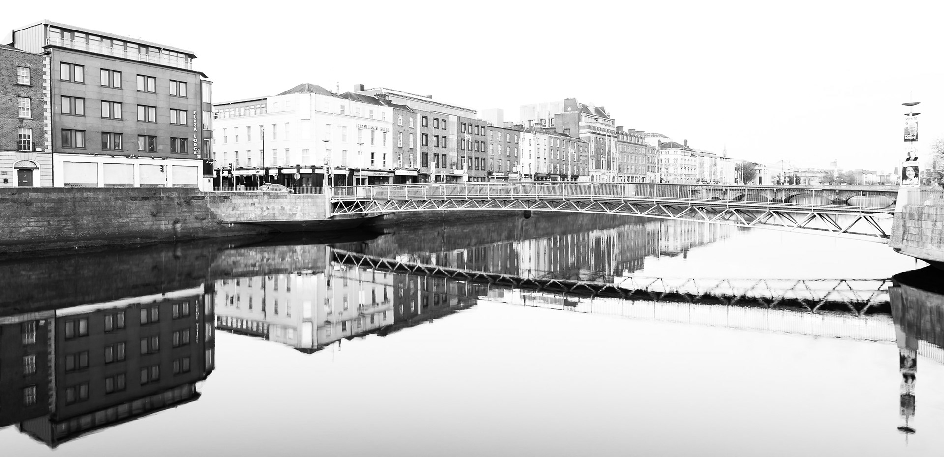 The Millennium Bridge in Dublin joins Temple Bar to the North Quays.