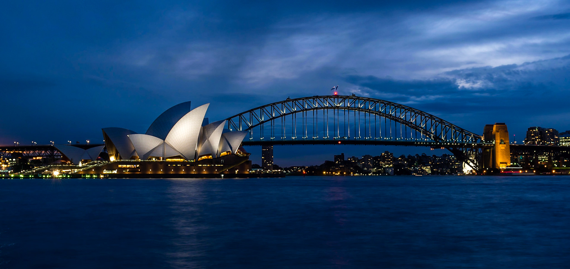 The Opera House and Harbour Bridge are the two icons of Sydney. This is the view of them from Mrs Macquarie's Chair.