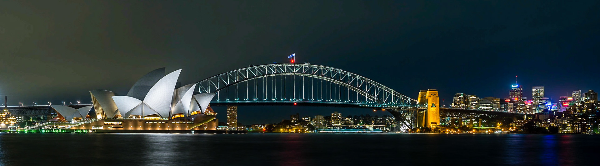The Opera House and Harbour Bridge are the two icons of Sydney. This is the view of them from Mrs Macquarie's Chair.