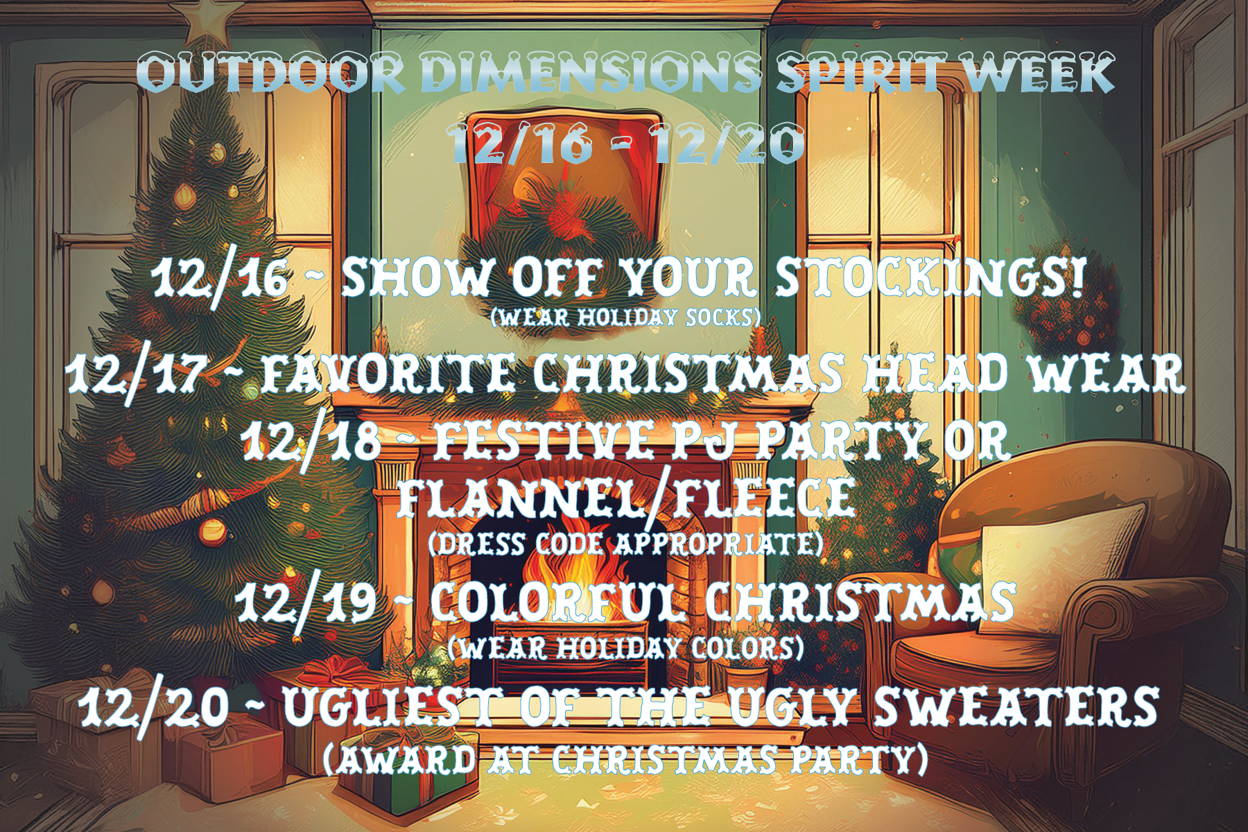 2024 Holiday Spirit Week Flyer