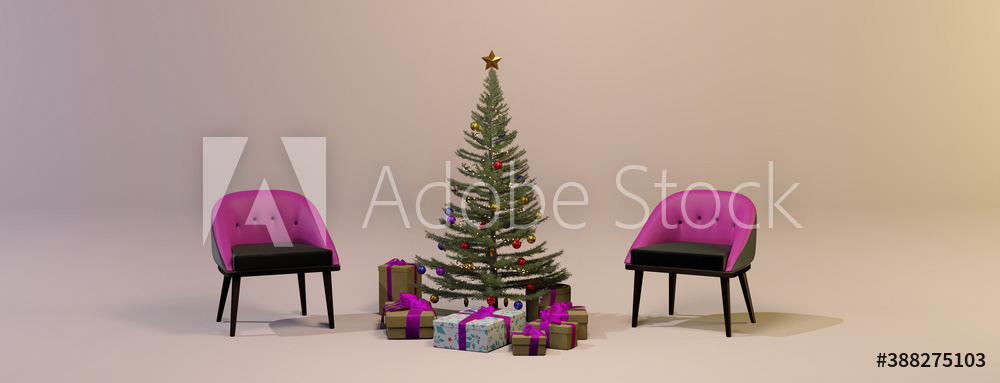 Retro-pink Christmas scene