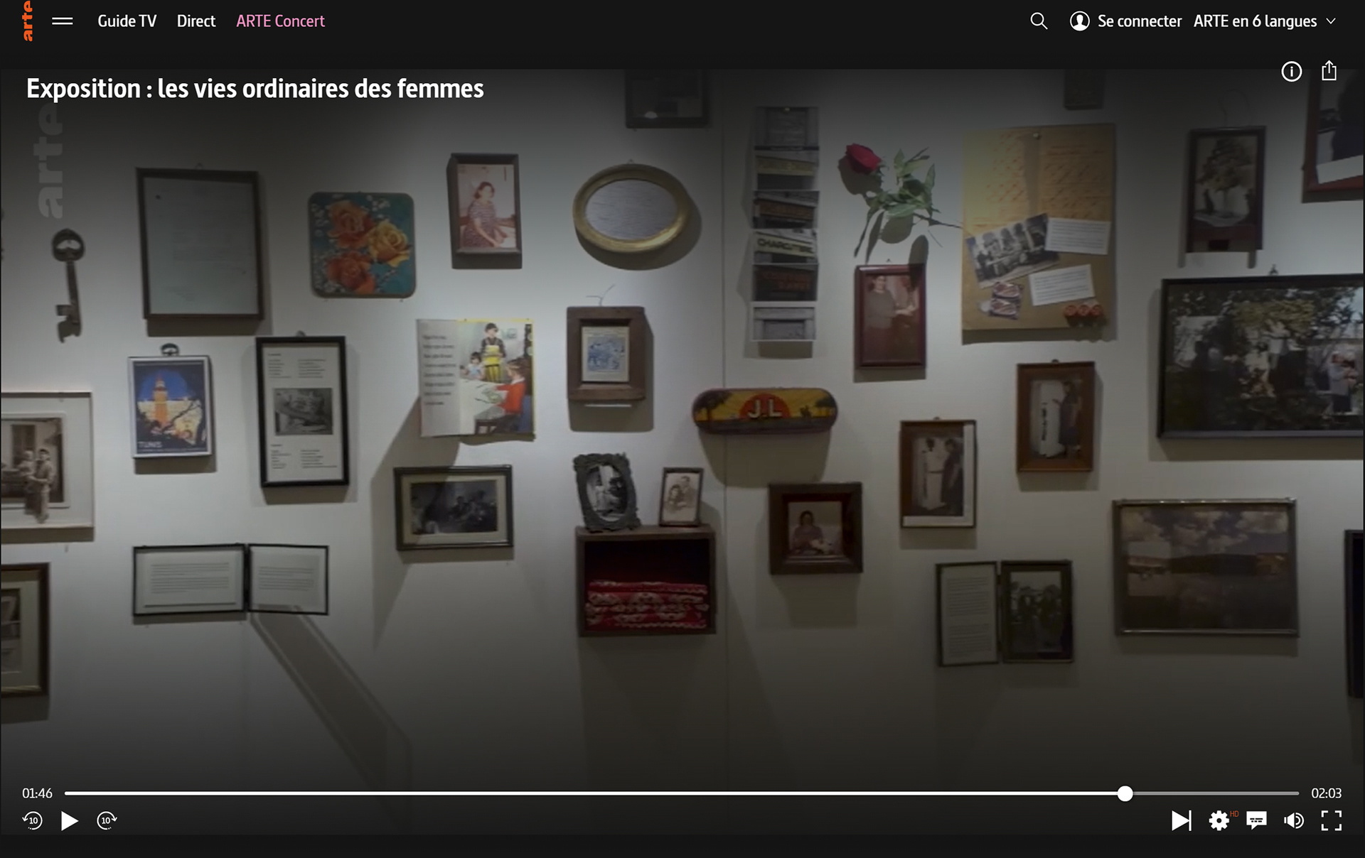 Reportage ARTE TV, Installation photographs, archives, personal objects. Title Marie Angèle by the visual artist Katel Delia 