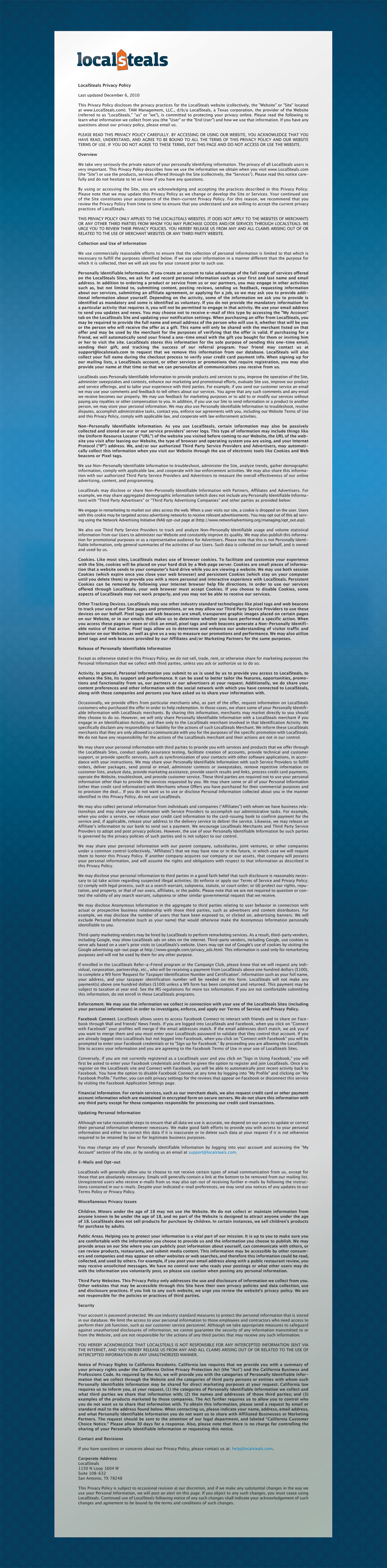 Localsteals • Privacy Policy