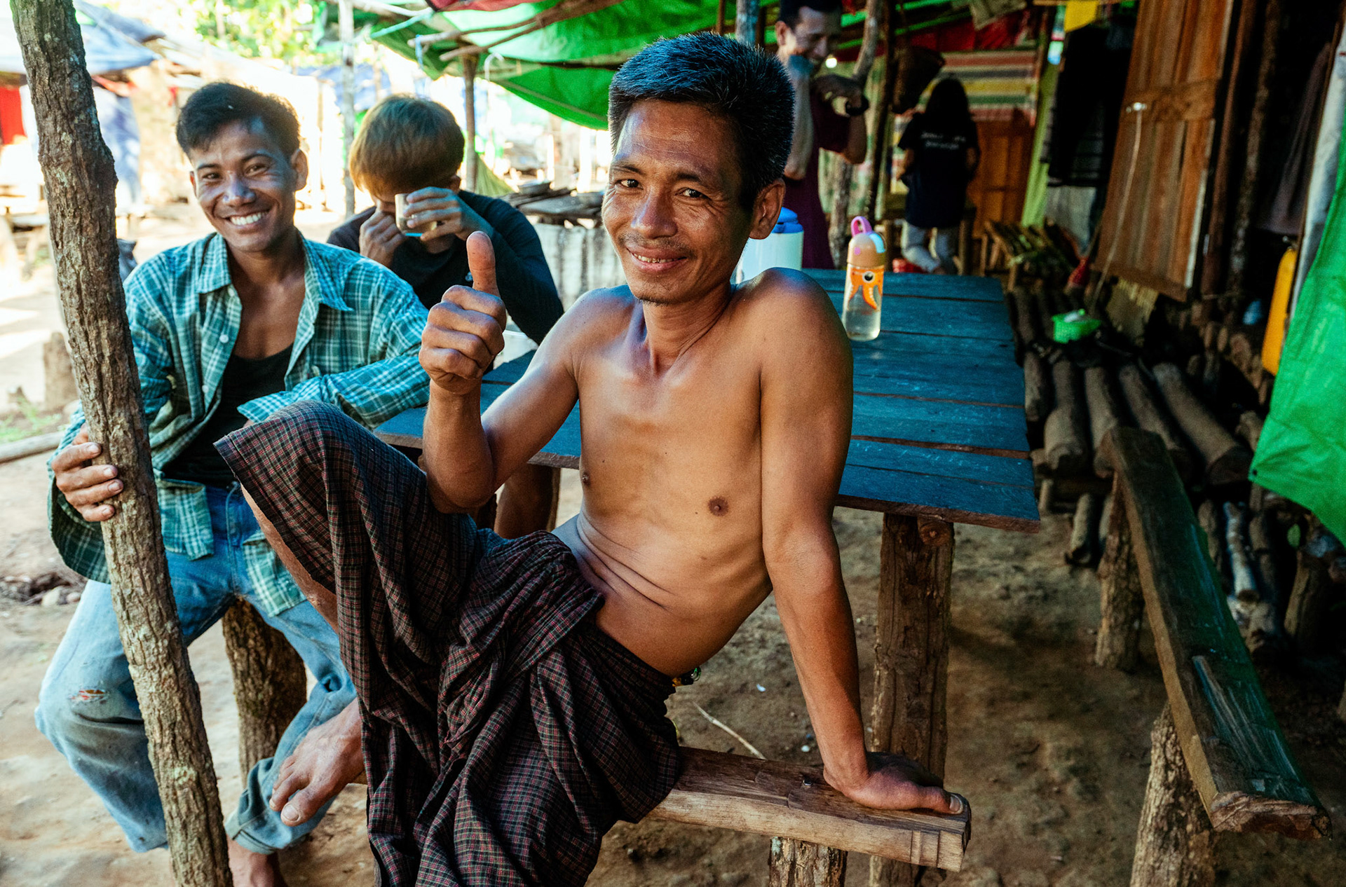 A Burmese refugee enjoys a light moment in Moreh, Manipur, during COVID-19 Response and Recovery Program organised by CRS.