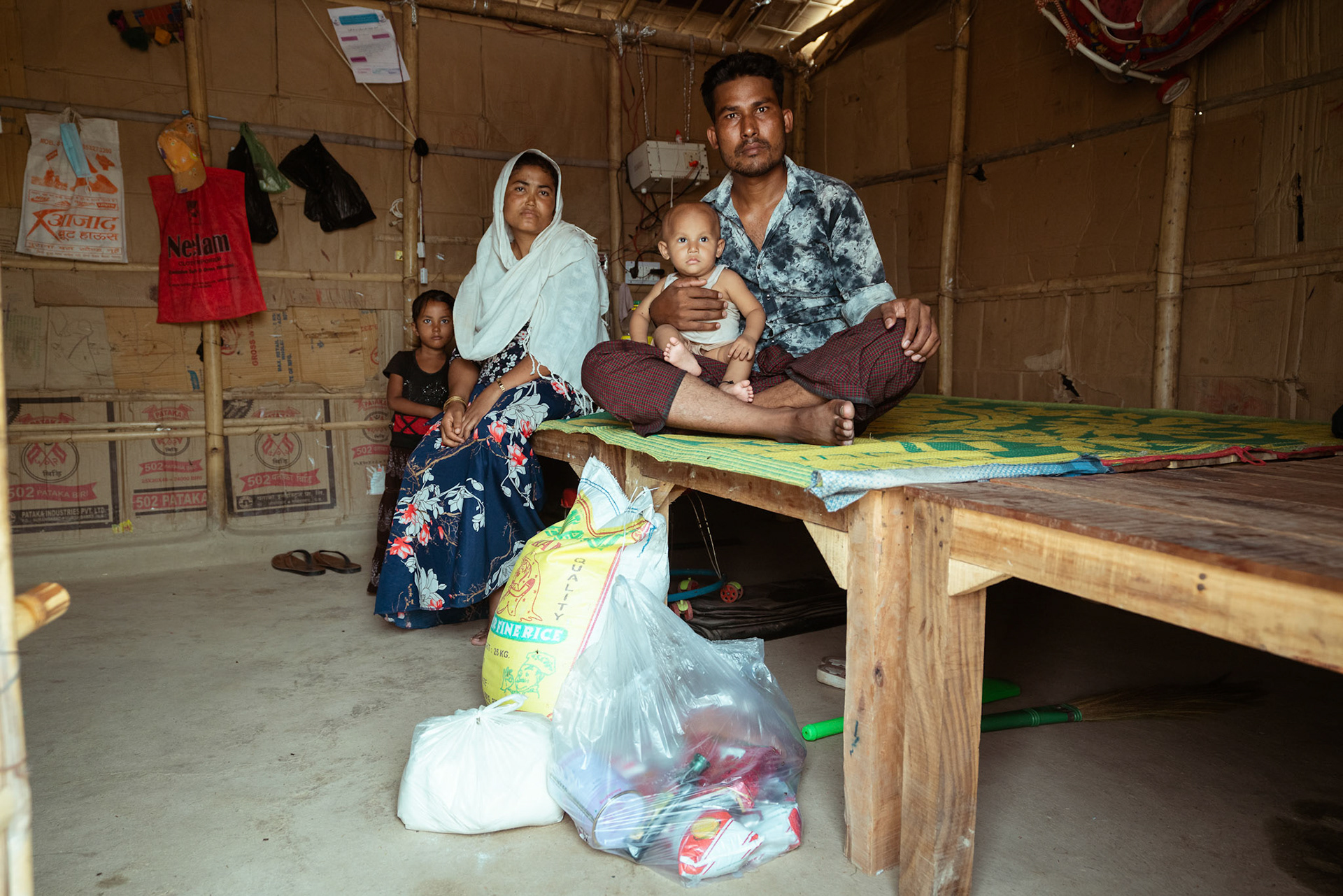 A Rohingya refugee family in Mewat, Haryana, during COVID-19 Response and Recovery Program organised by Catholic Relief Services (CRS).