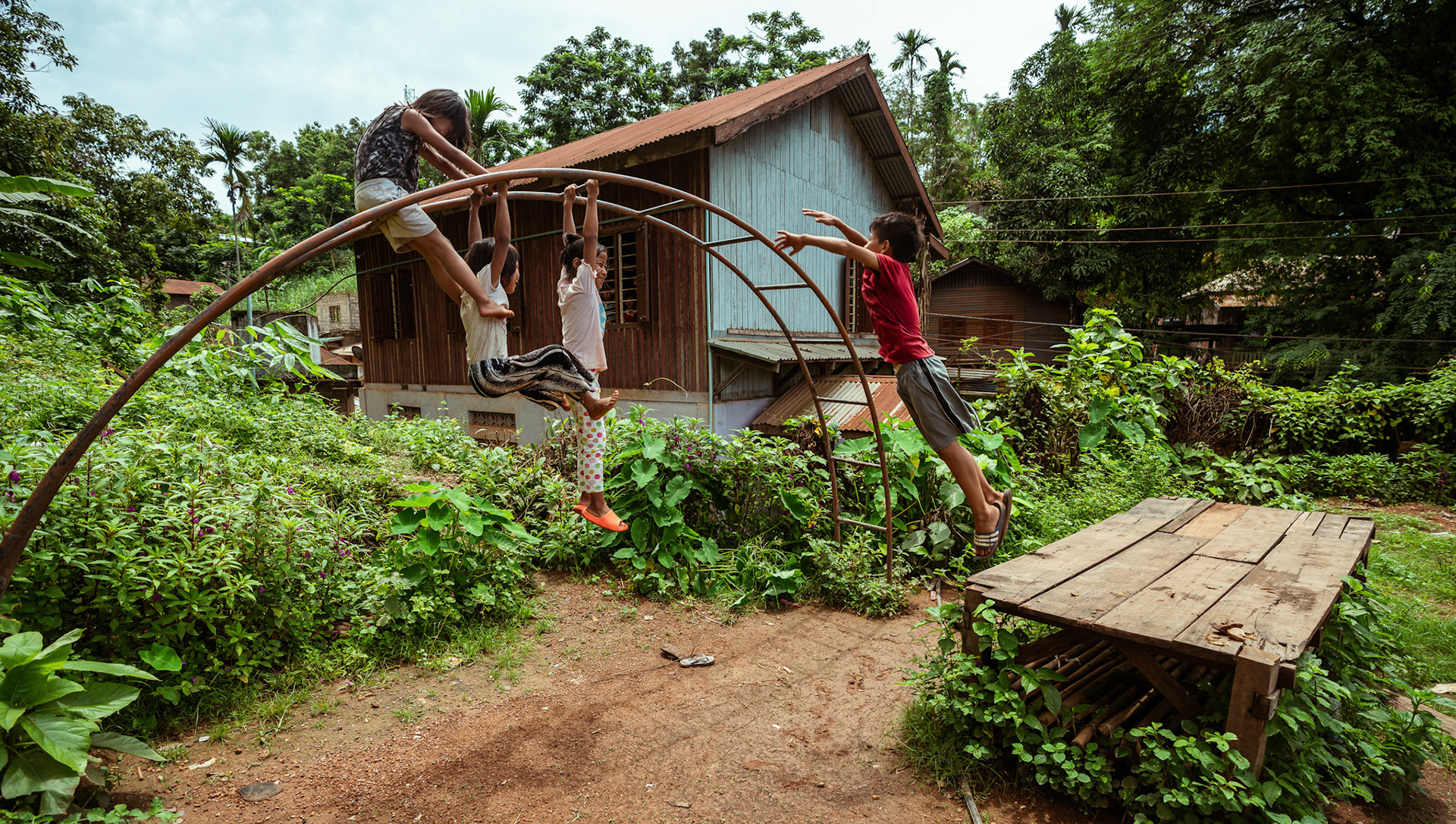 Children in Moreh, Manipur, playing outside juat before the Tree of Life Session.The “Tree of Life” is a psychosocial support tool based on narrative practices that is designed to help participants accept the hardships of their past and identify the strengths that can help them achieve a better future.