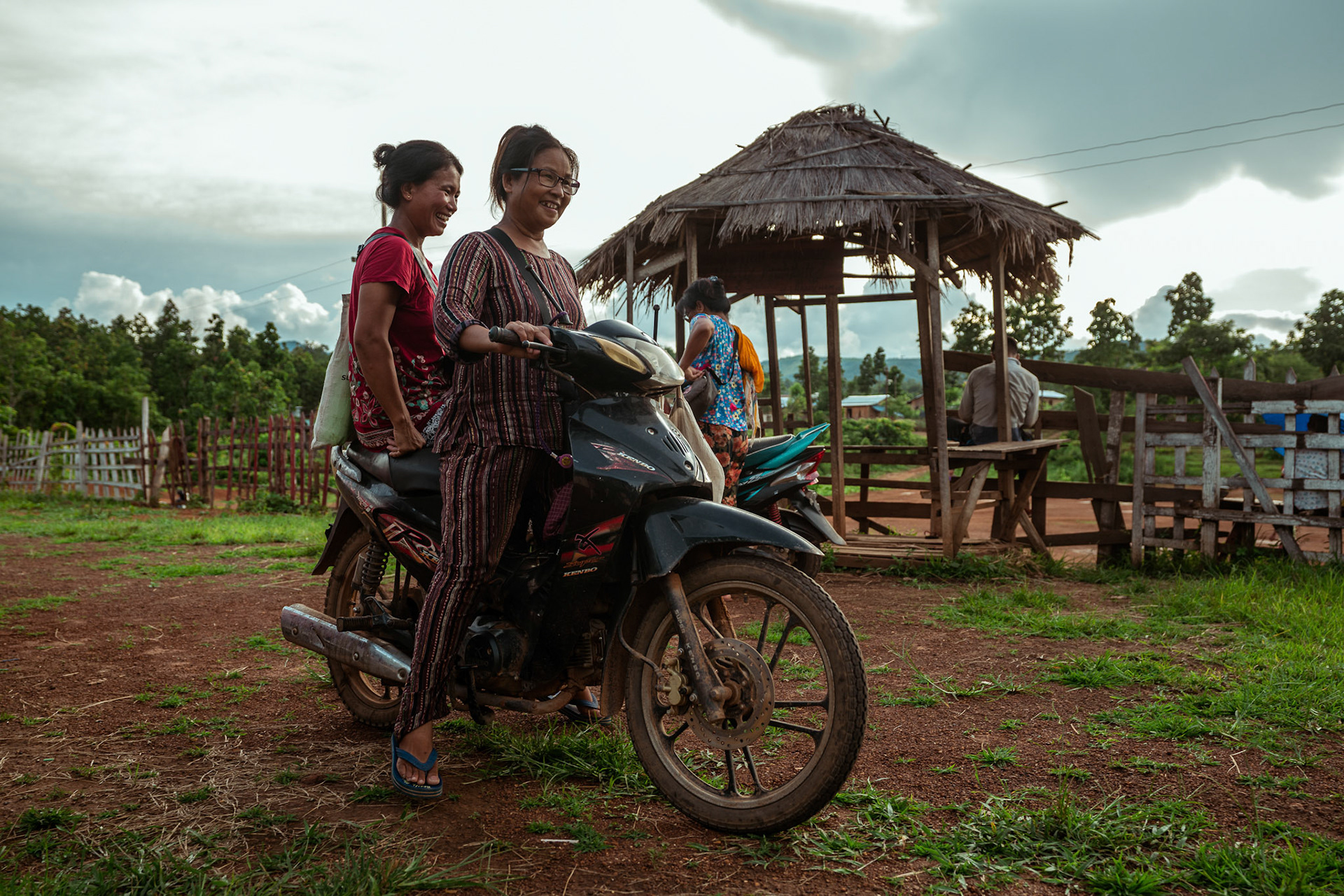 Refugee women leave the adult education centre organised by representatives of CRS Moreh, Manipur, during the COVID-19 Response and Recovery Program.