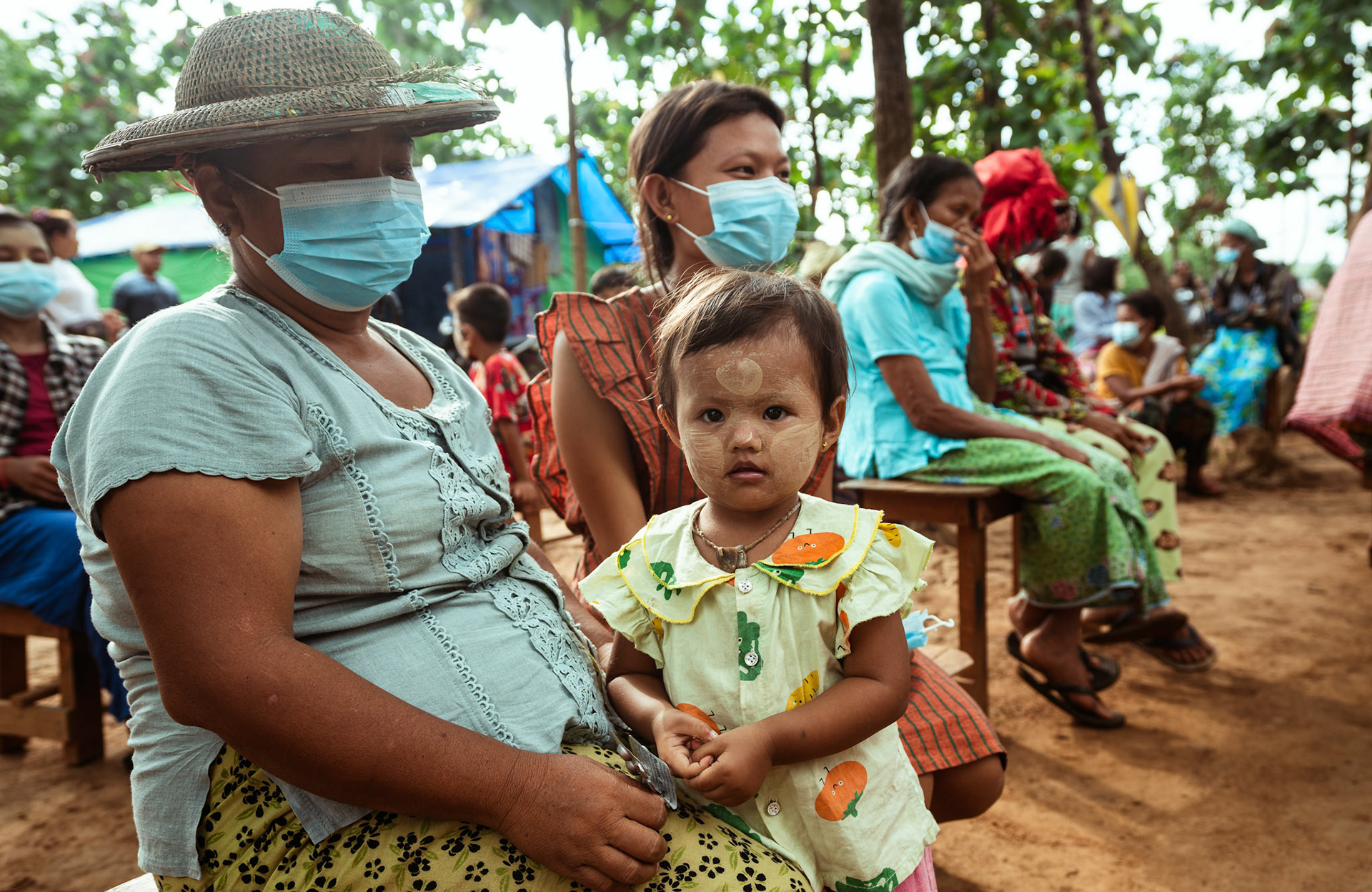 Refugees of Moreh, Manipur, gather to attend the medical camp organised by Catholic Relief Services.