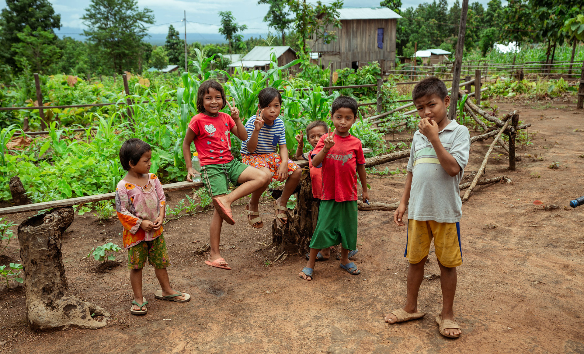 Refugee children interact with the camera in Moreh, Manipur, captured during the COVID recovery program organised by Catholic Relief Services (CRS).
