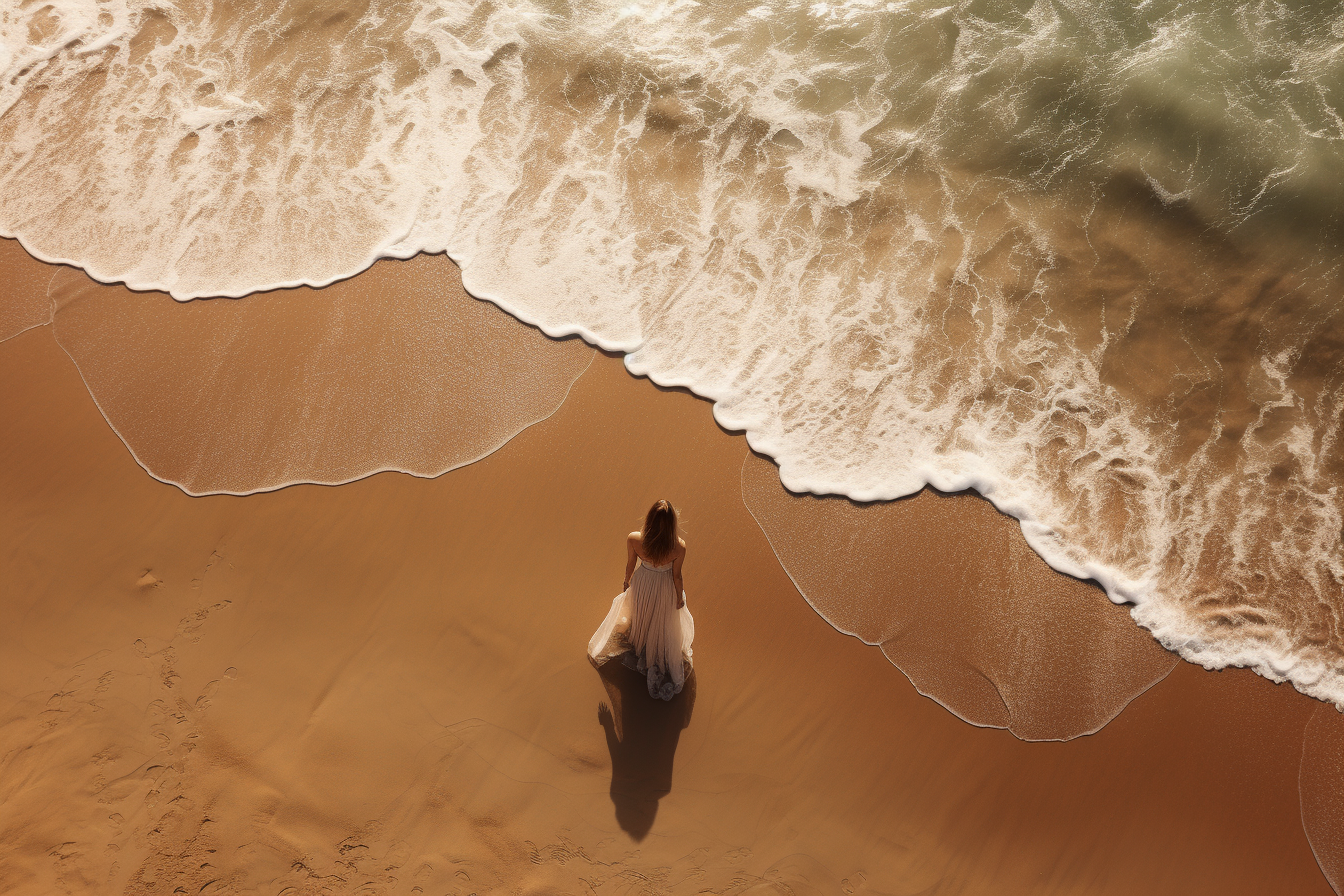 AI-generated image of a woman on a beach