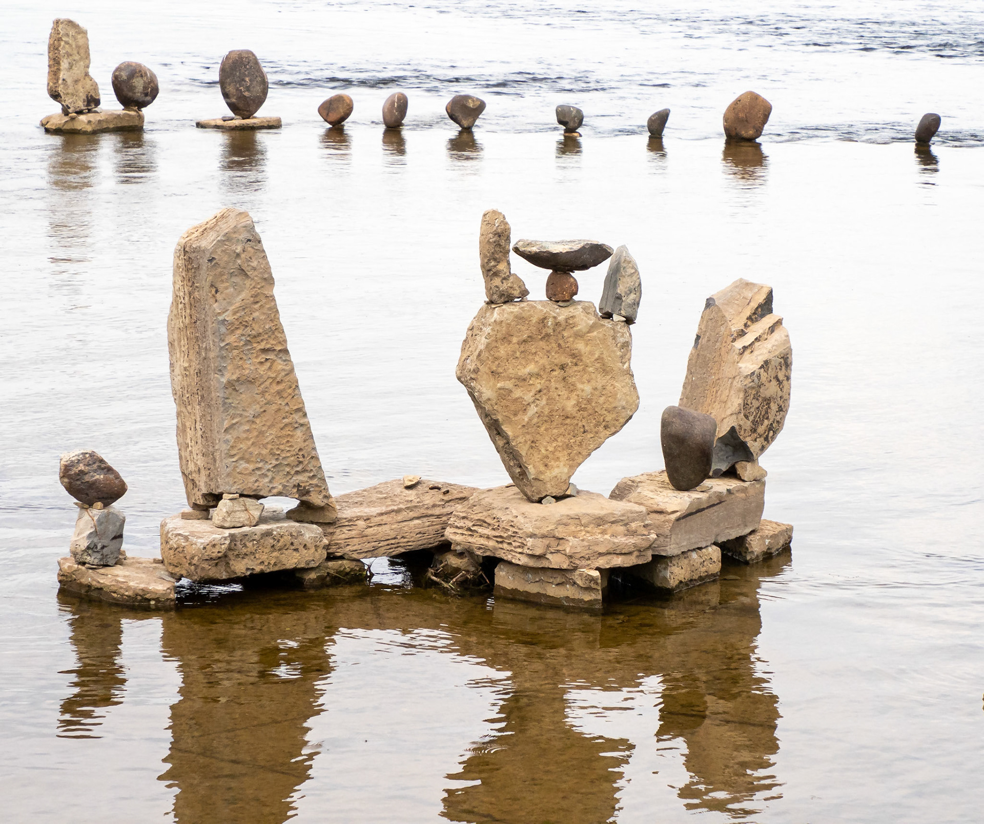 balancing rock sculptures