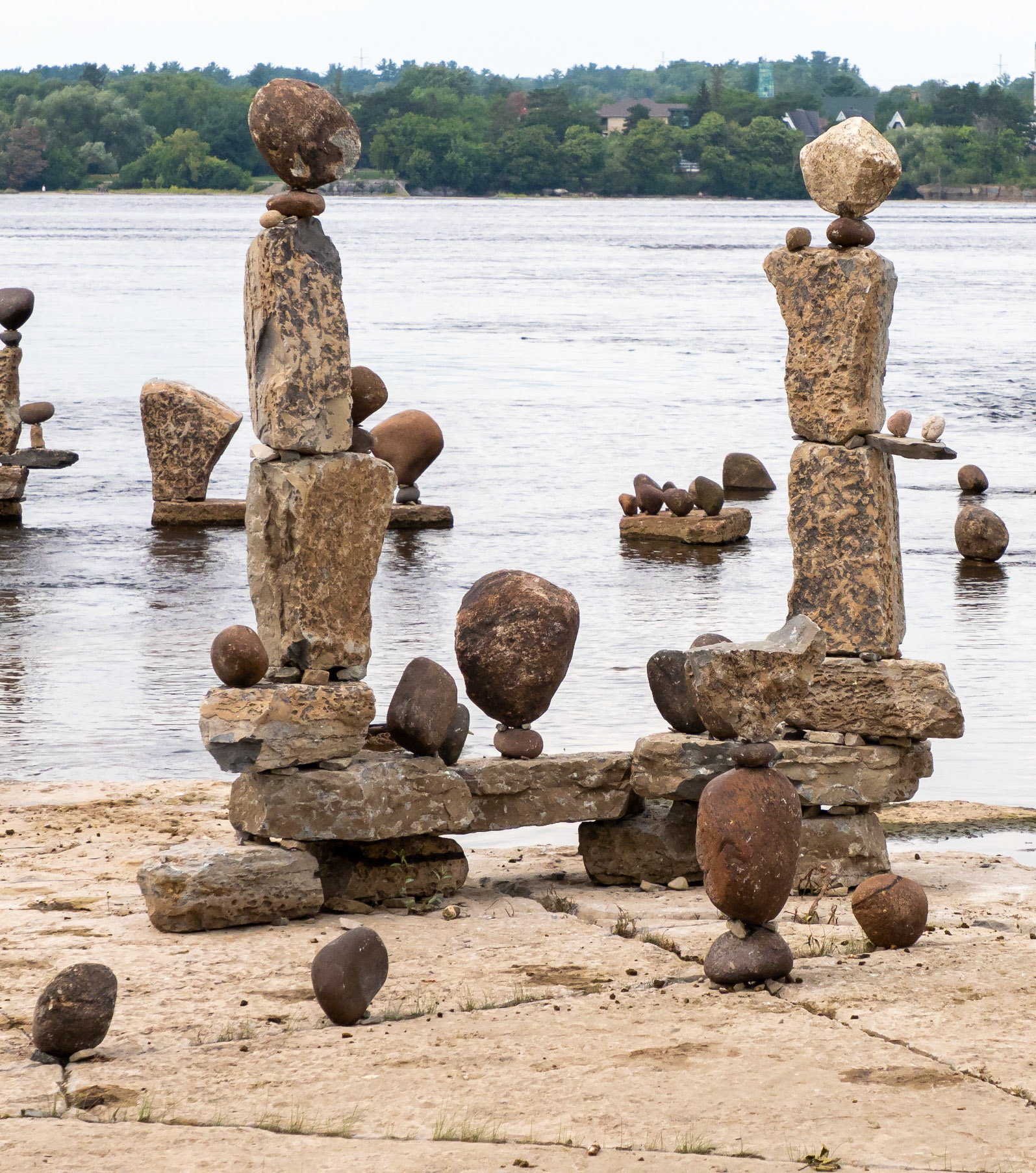 balancing rock sculptures