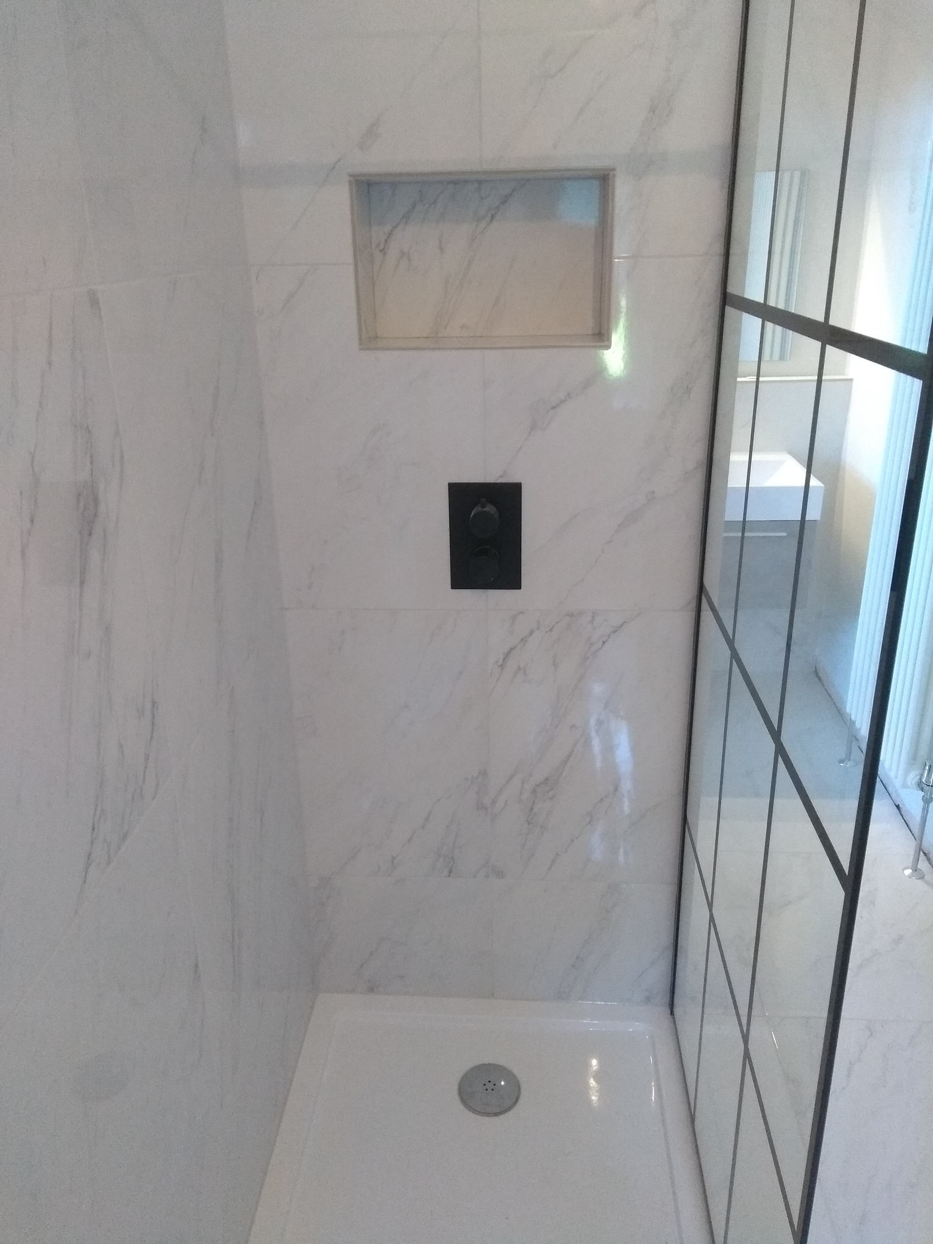 Concealed shower valve with niche